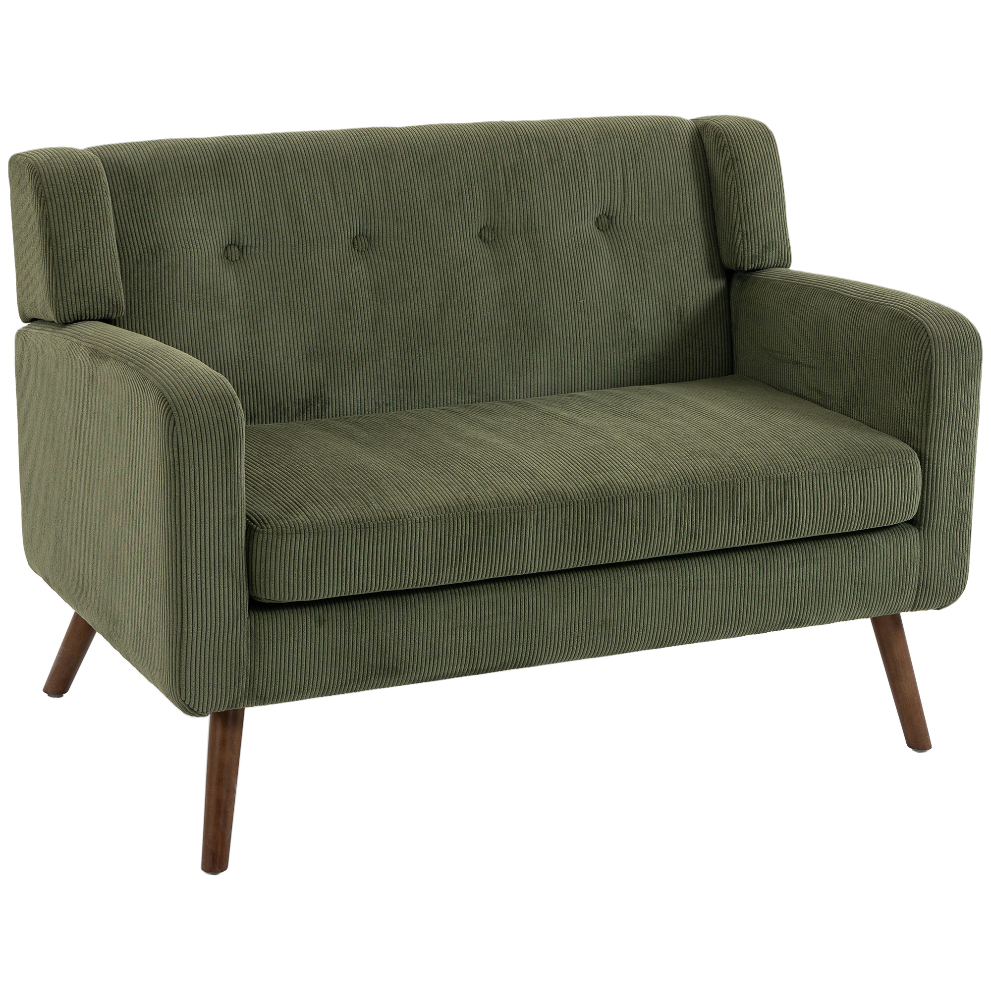 AURALEY 118cm 2-Seater Corduroy Loveseat Sofa - Dark Green
