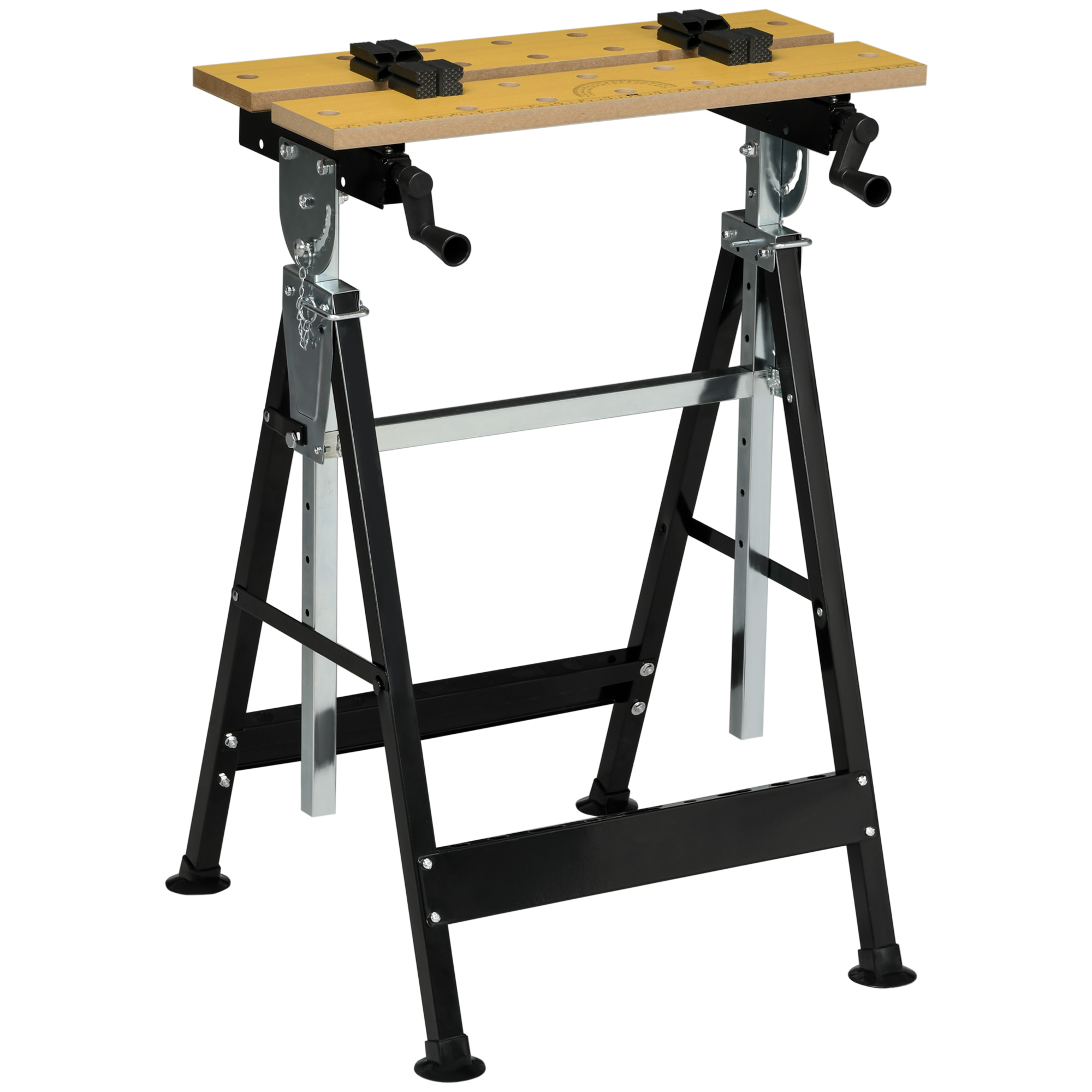 ALDERHILL Adjustable Folding Workbench with Clamping Pegs - Beige