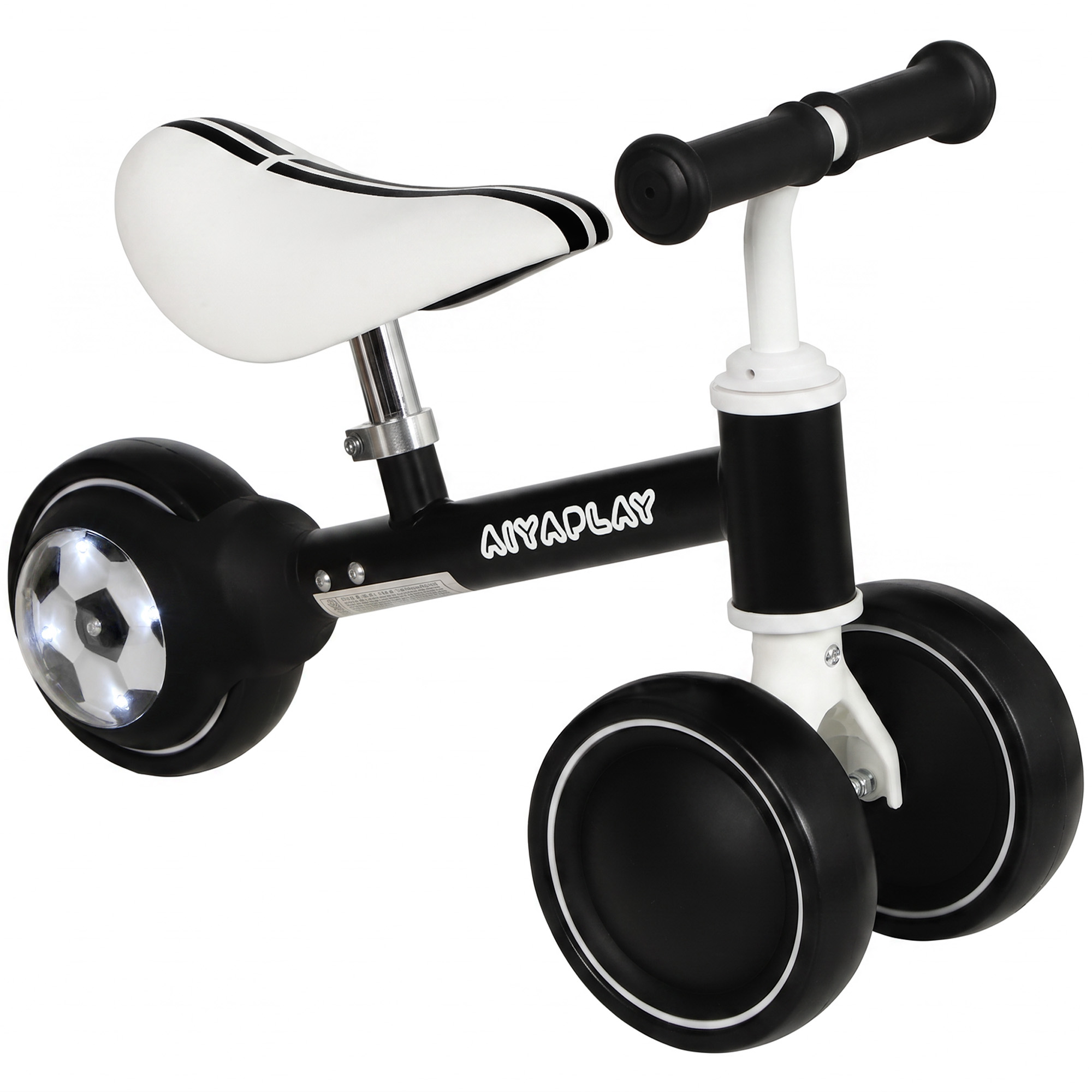 BRIARVIEW Baby Balance Bike with Adjustable Seat and Light-Up Rear Wheels - Black