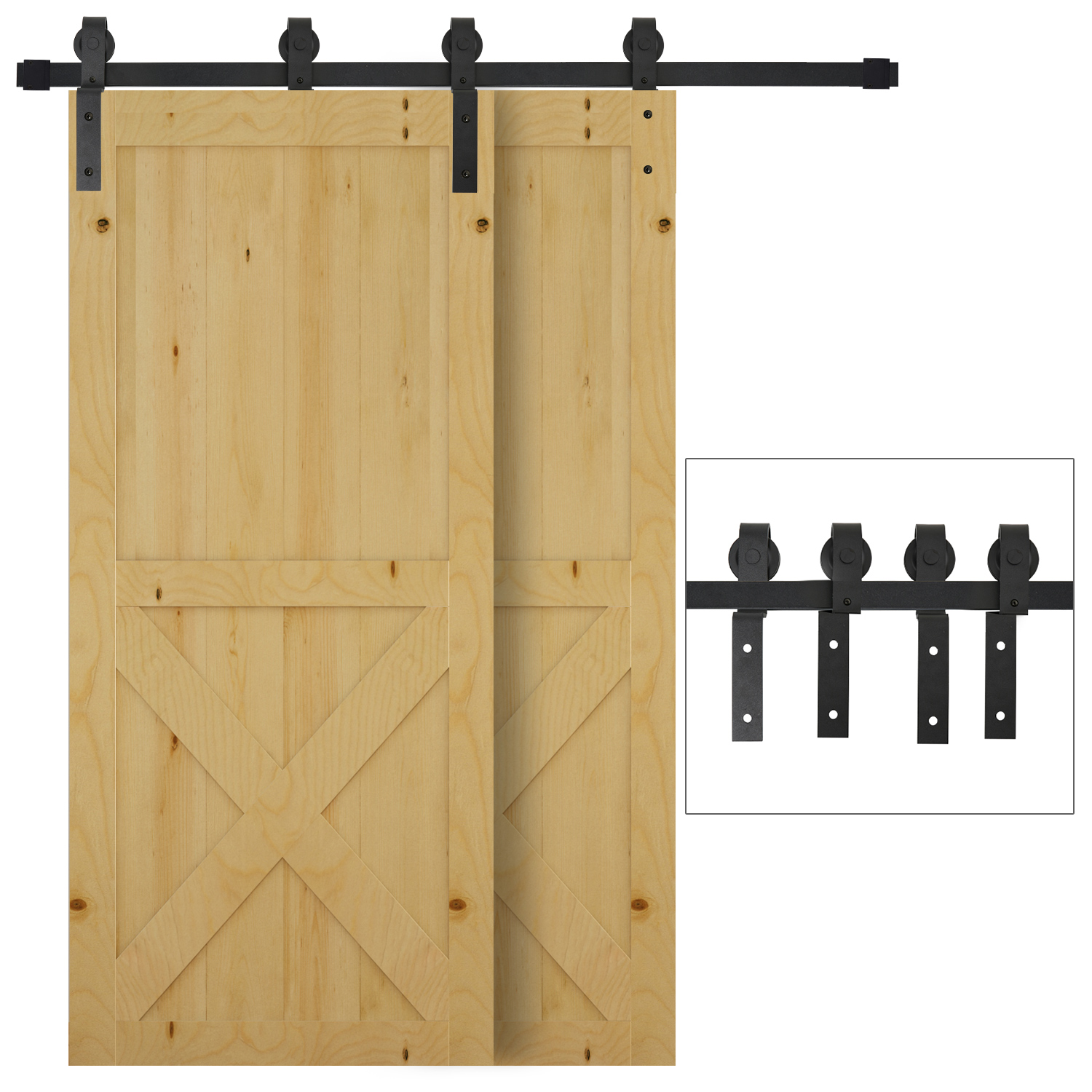 ALDERCREST 200cm Sliding Barn Door Hardware Kit, 90kg Capacity - Black
