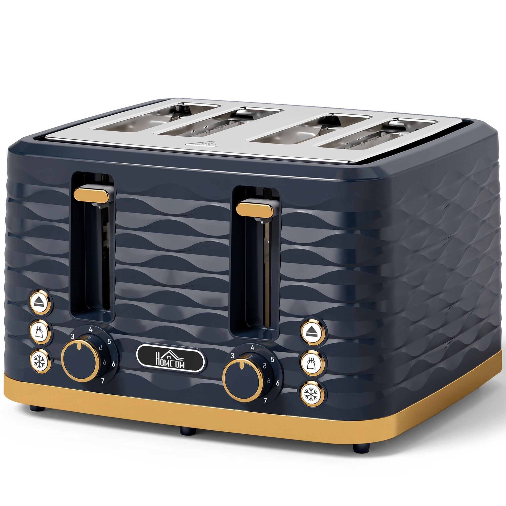 BLAZESIDE 4-Slice Toaster with 7 Browning Levels - Dark Blue