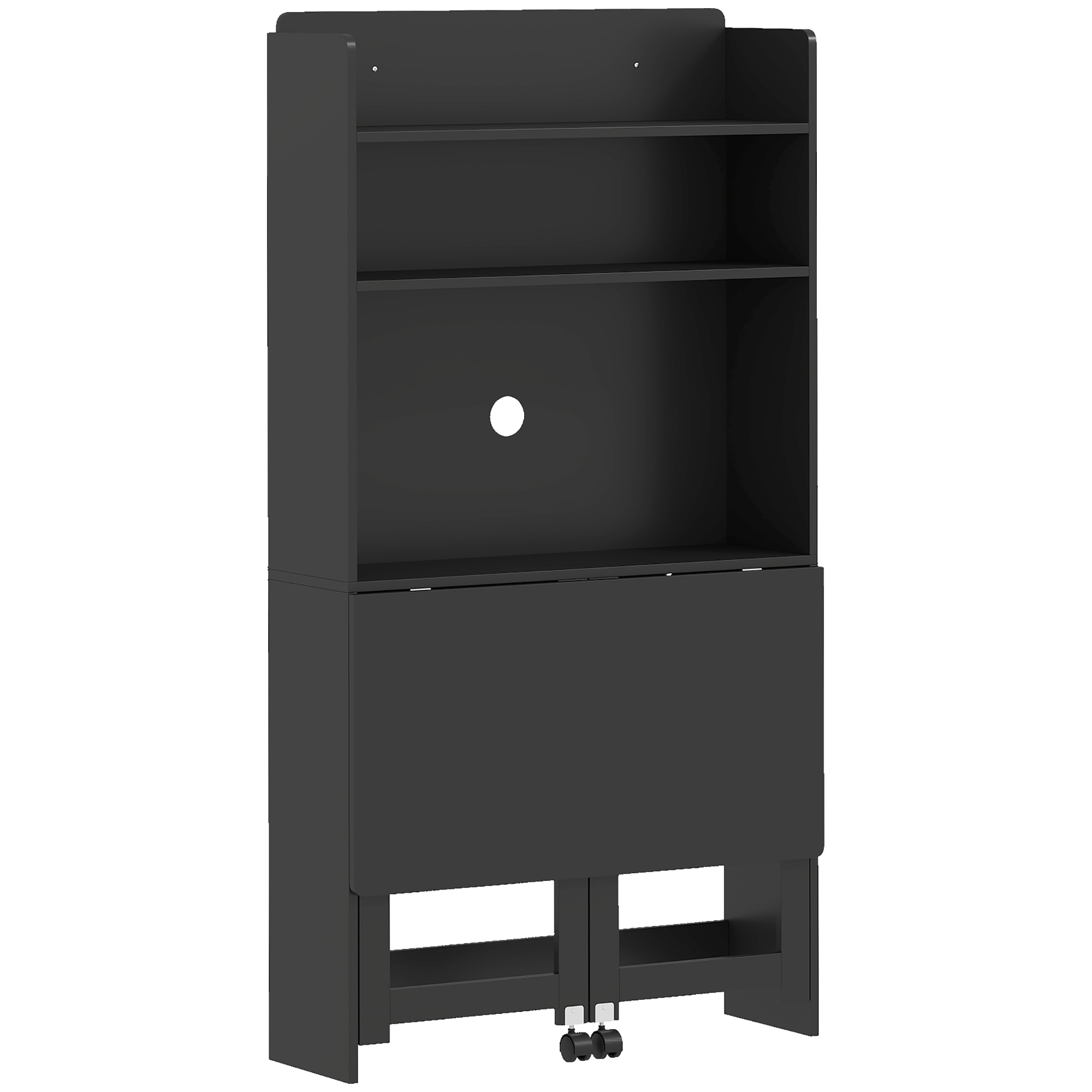 ARDENGATE Folding Computer Desk with Storage Shelves, 80 x 69 x 155cm - Black