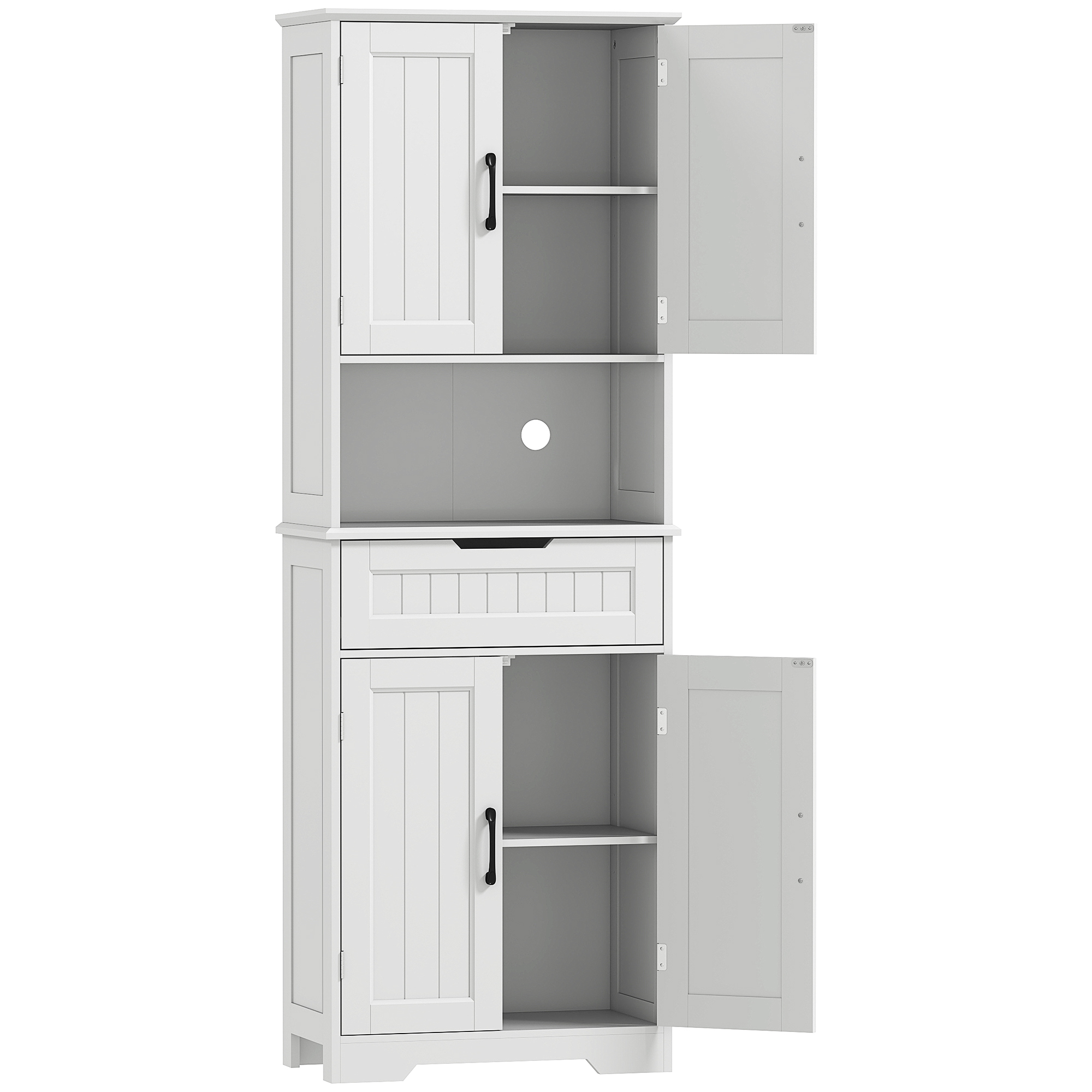 AMBERWELL 172cm Kitchen Pantry Cupboard with Open Counter - White