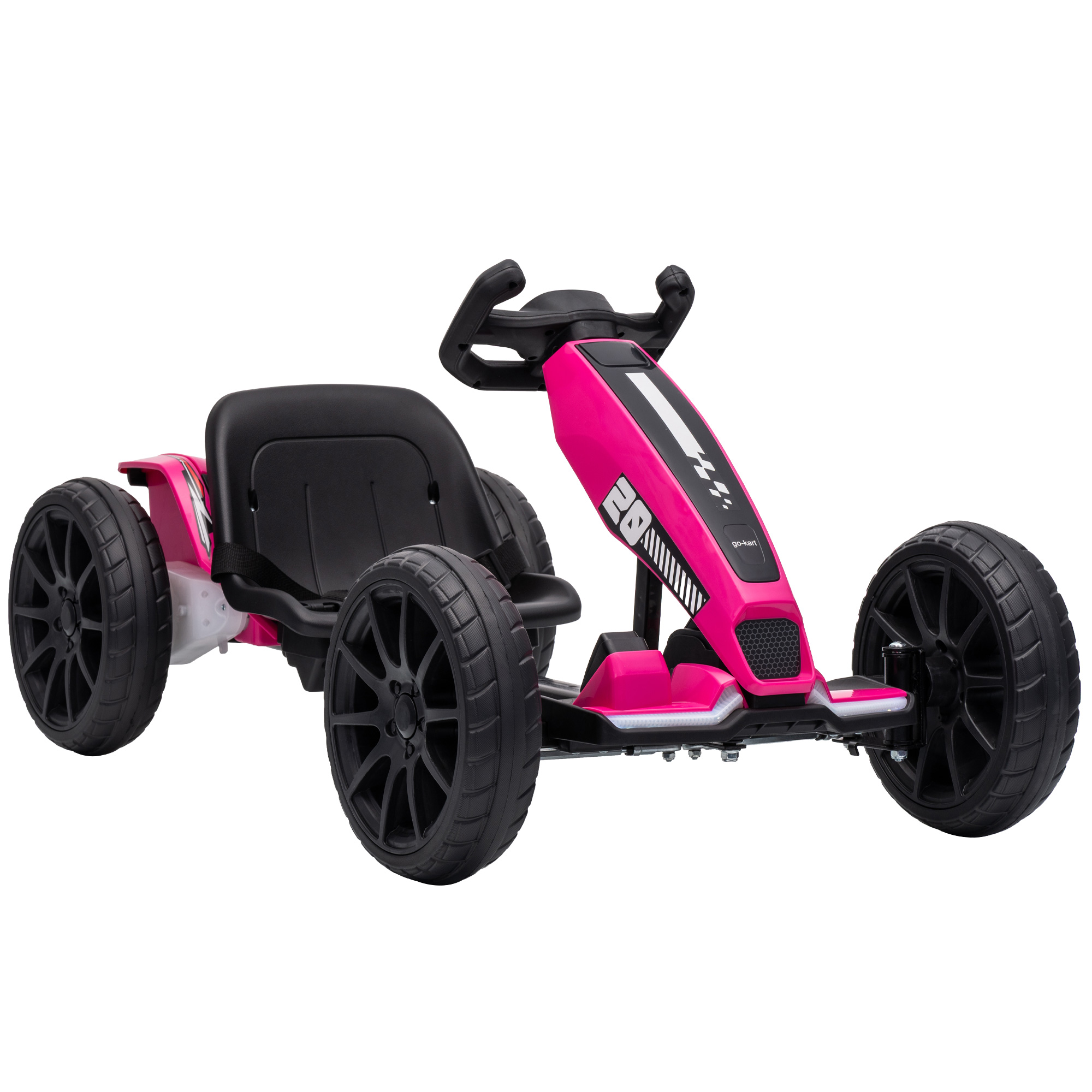 CEDARLEY 12V Kids Electric Go-Kart with Dual Motors and LED Lights - Pink