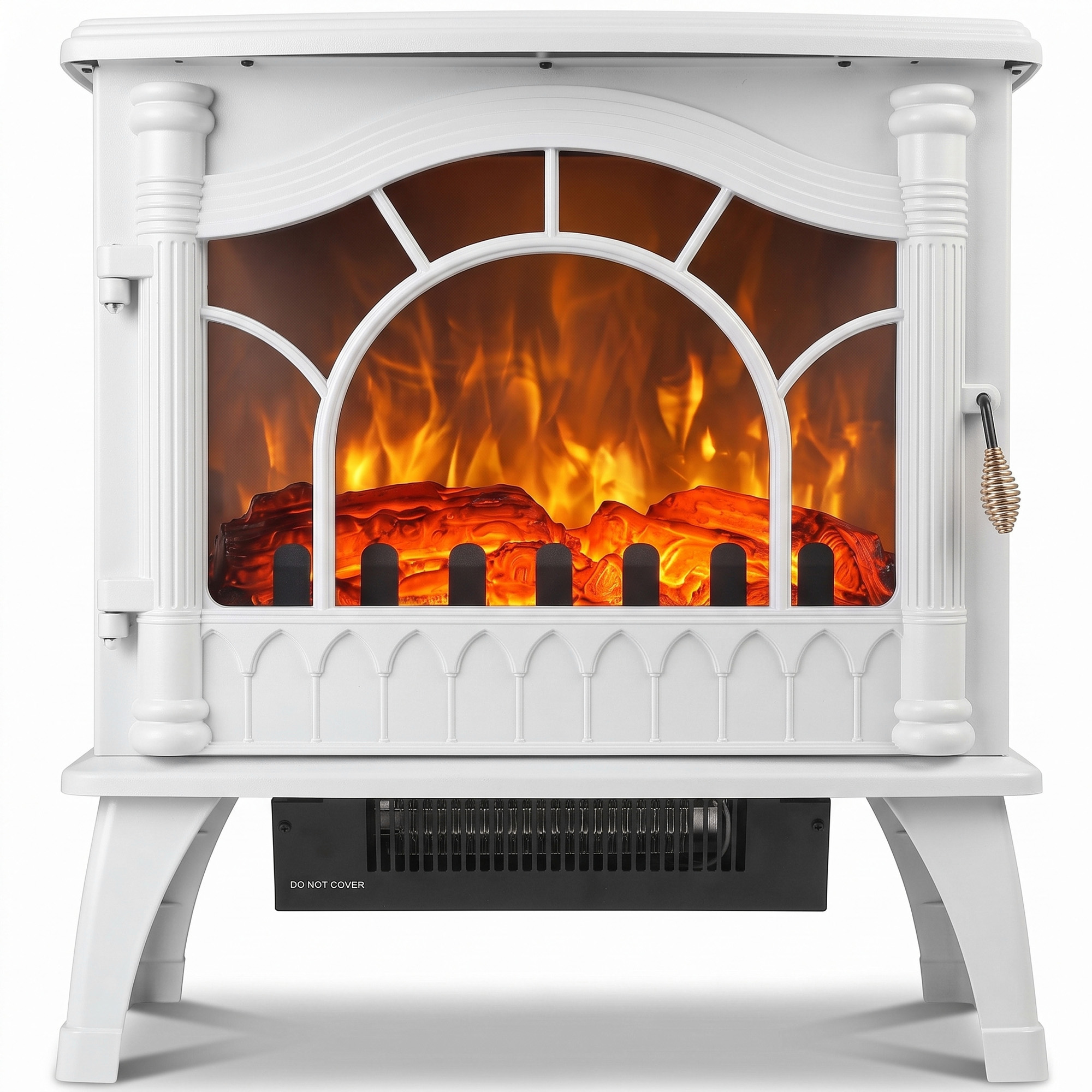 CEDARFIELD 3-Sided Glass Electric Fireplace Stove with Fan Heater - White