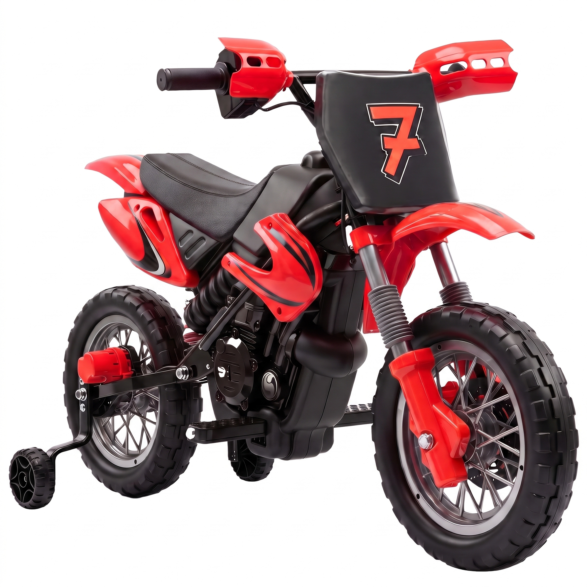 CEDARMOOR 12V Kids Electric Motorbike with Training Wheels - Red