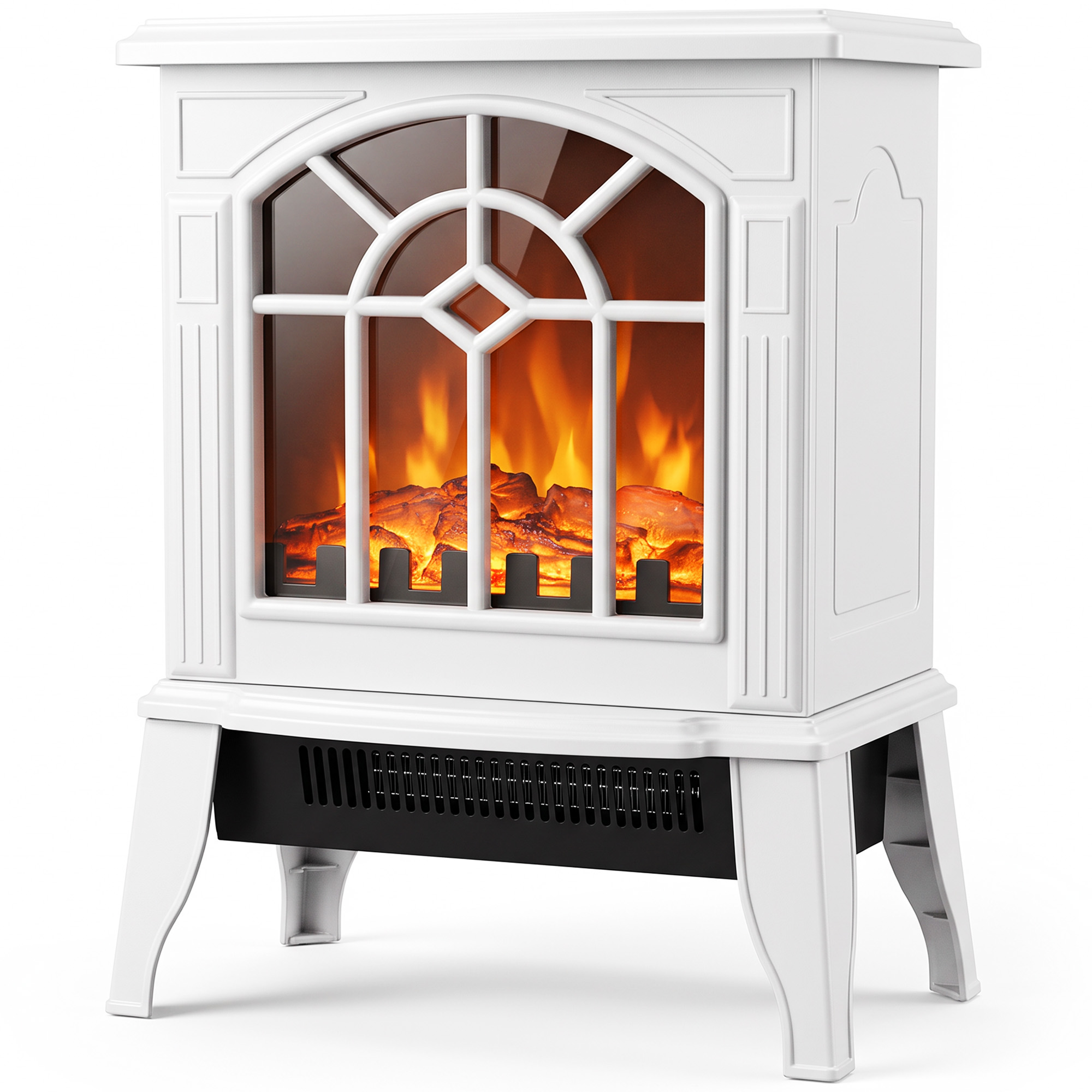 BROOKMOOR Freestanding Electric Log Burner with LED Flame Effect - White