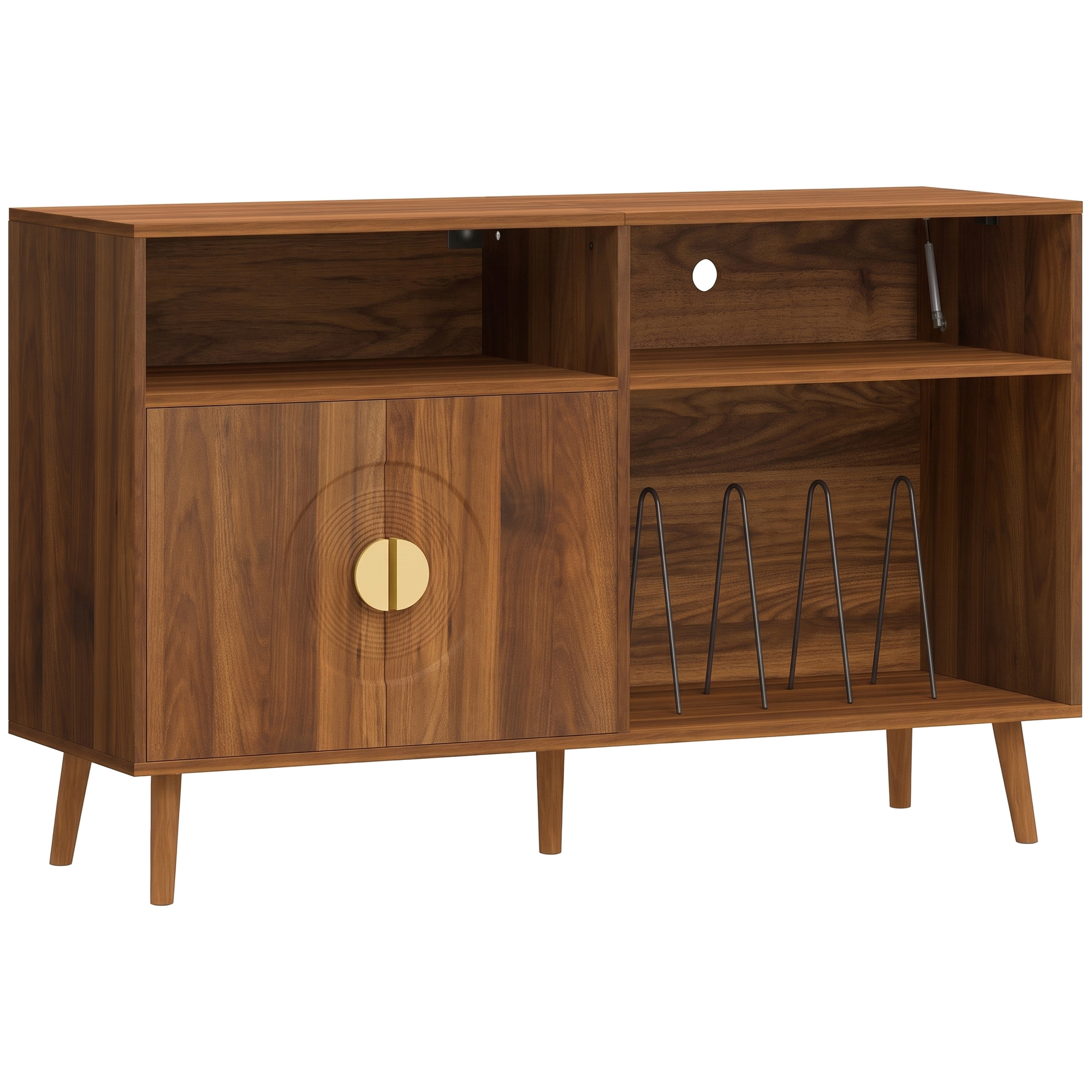 ATLASWORTH Vinyl Record Player Stand with Storage for 300 Albums - Walnut