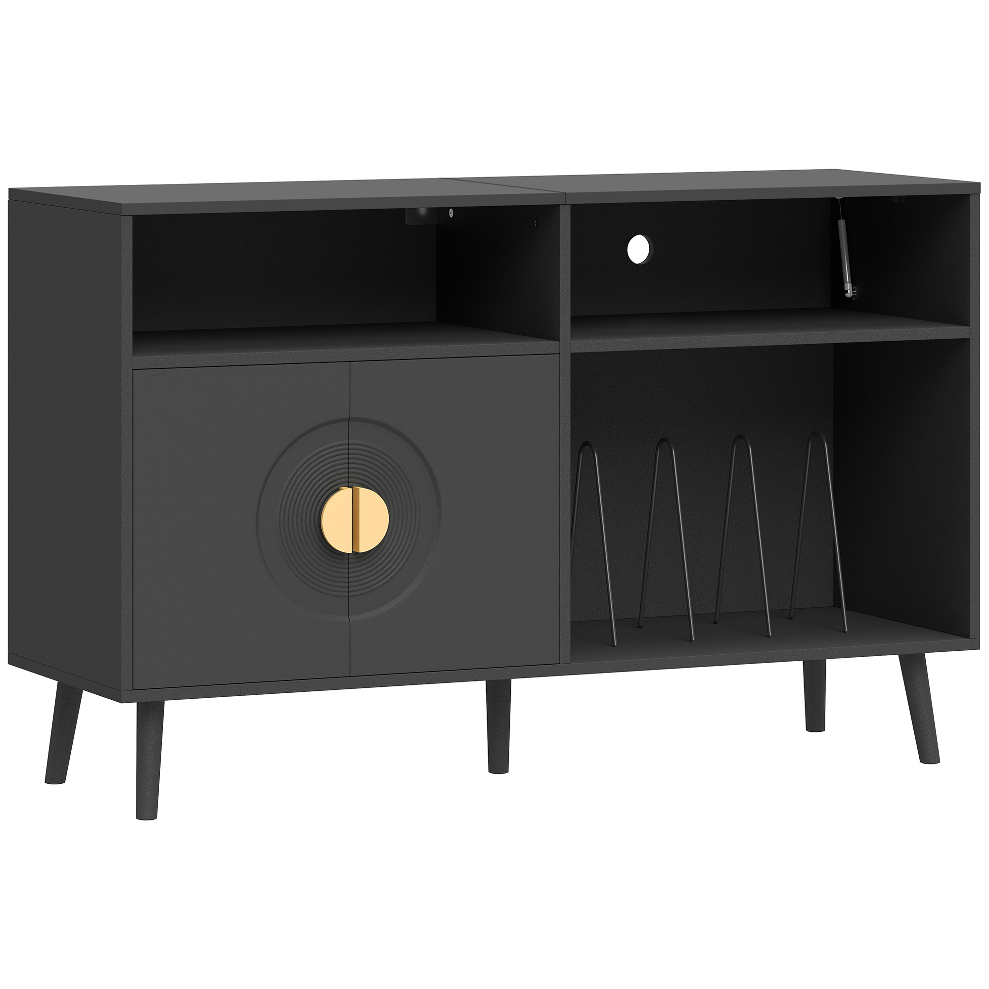 ATLASWORTH Vinyl Record Player Stand with Storage for 300 Albums - Black