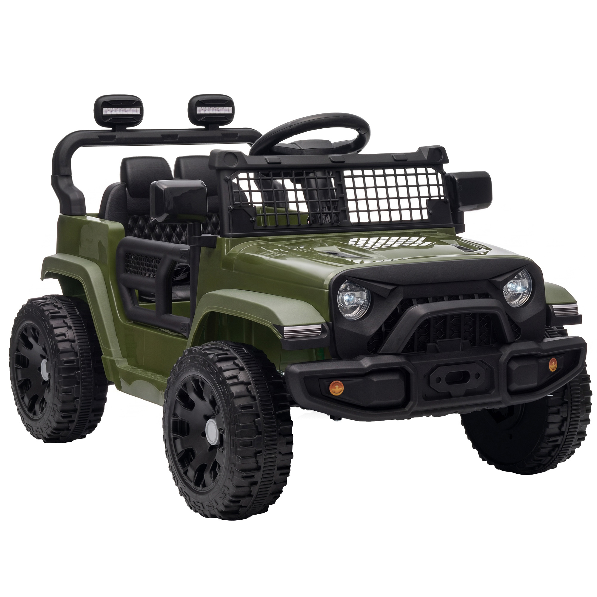 CLAYHILL 12V Kids Electric Car with Remote, Dual Motors and Suspension - Dark Green