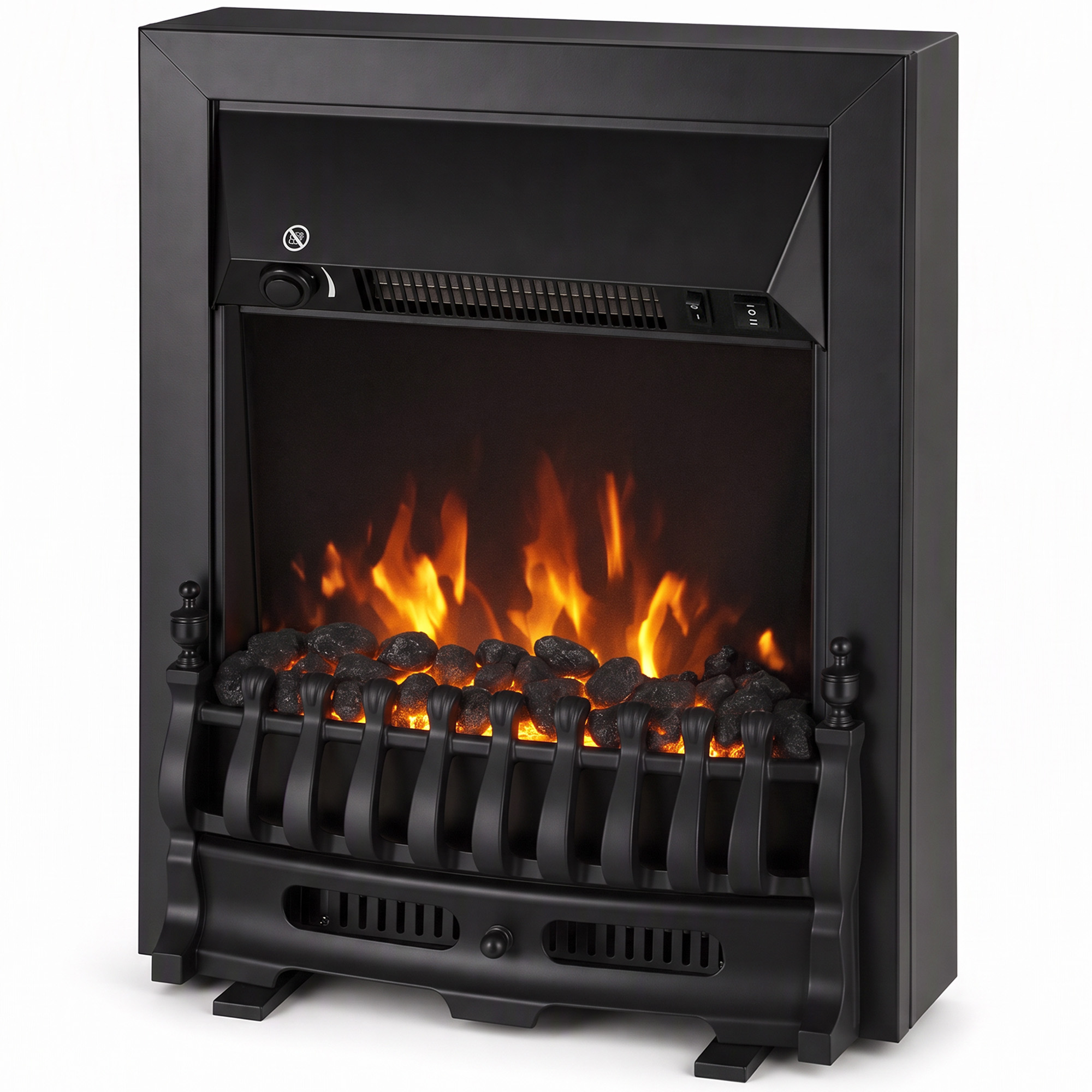 CHASEGATE Freestanding or Inset Electric Fireplace Stove, 1000 2000W - Black