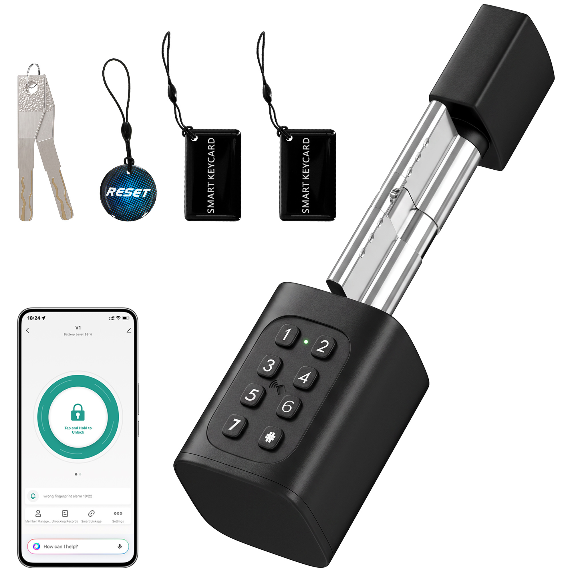 ARCWELL Smart Door Cylinder Lock with Fingerprint, Passcode and NFC