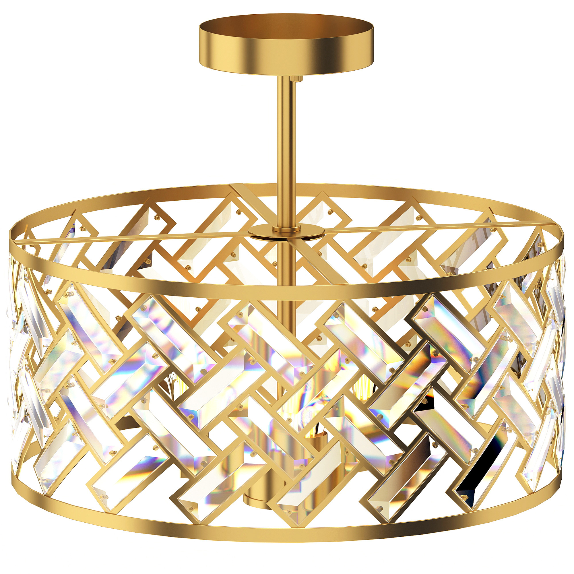 CANVASPOINT 3-Light Crystal Glass Ceiling Light with 3 E14 Sockets - Gold Tone