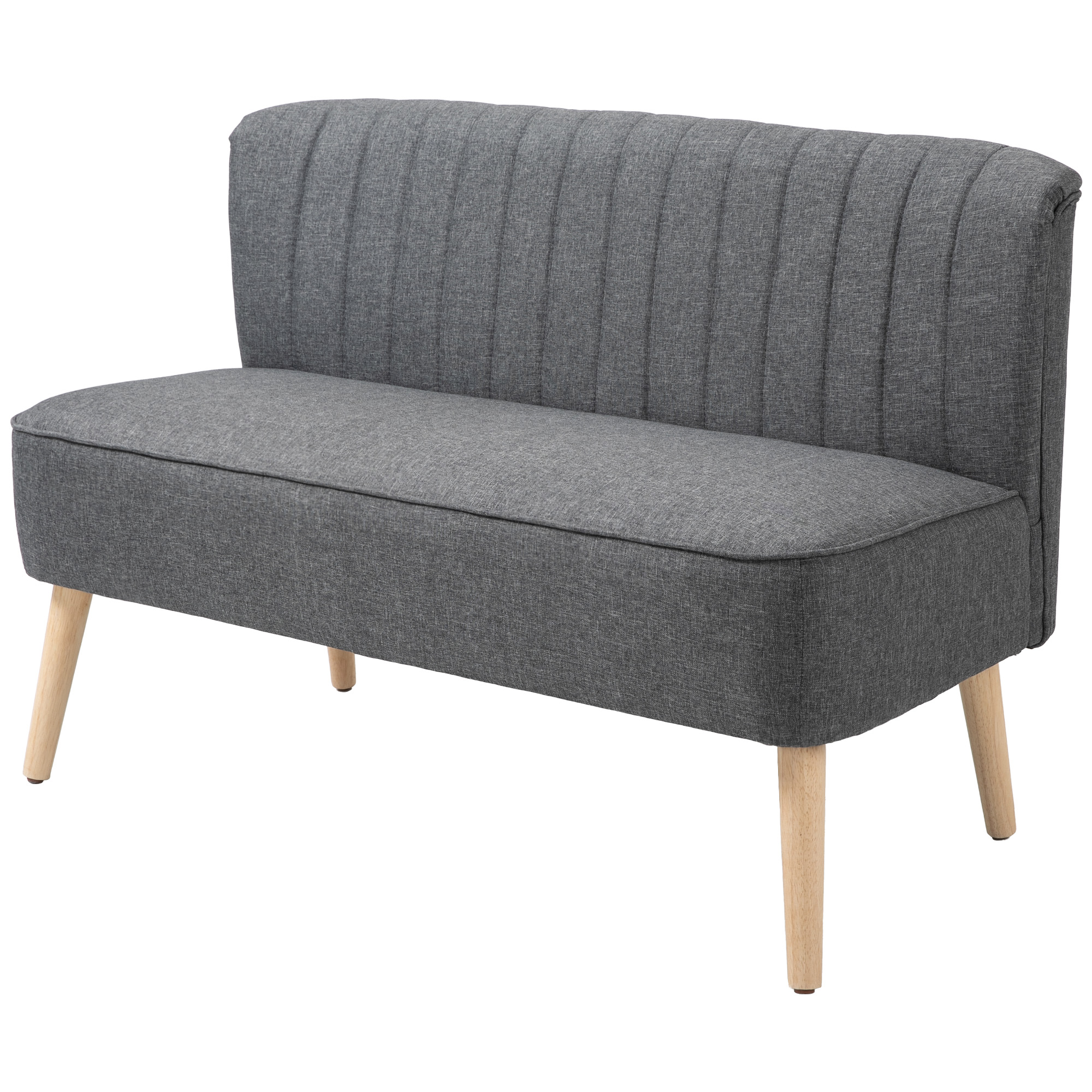 COVEFIELD 2-Seater Linen-Look Fabric Sofa for Living Room - Dark Grey