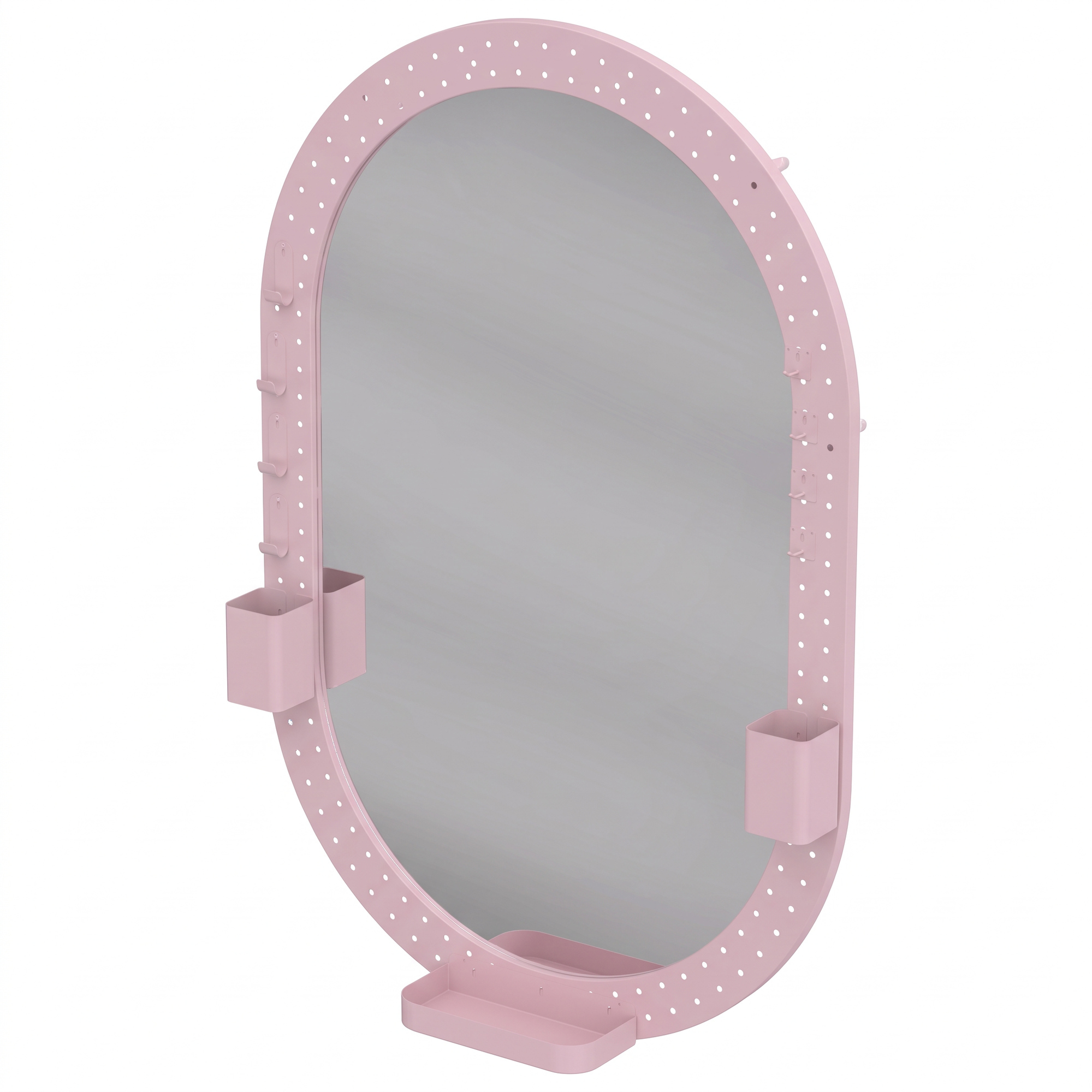 COASTDALE 60 x 90cm Oval Wall Mirror with Pegboard Frame - Pink