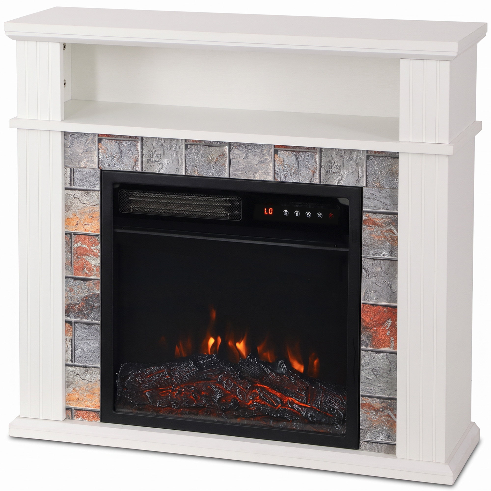 CANVASFORD 1800W Electric Fireplace Suite with Open Shelf and Remote - White