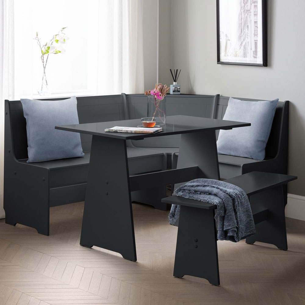 Newport Stylish Corner Dining Set With Storage Bench - Anthracite