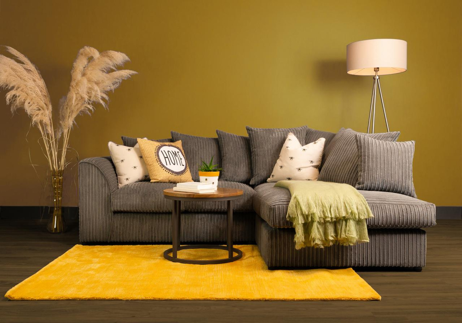 Davis Scatter Back Jumbo Cord Right Hand Facing Corner Sofa - Grey