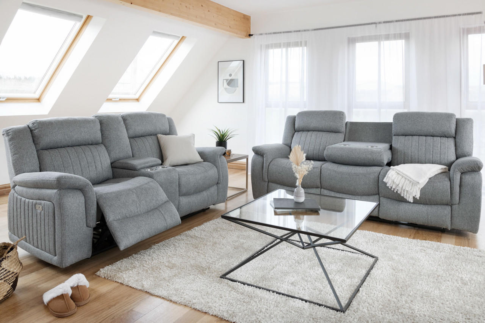 Jackson Electric Recliner 3 and 2 Sofa Set Set - Grey