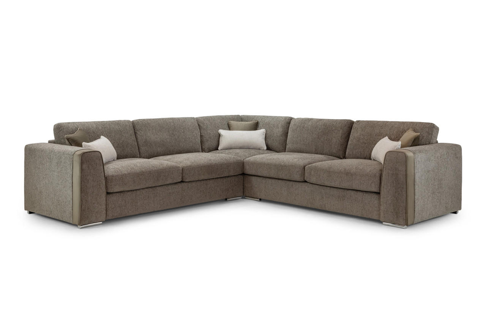 Cantrell Soft Chenille Fabric Large Corner Sofa - Mocha