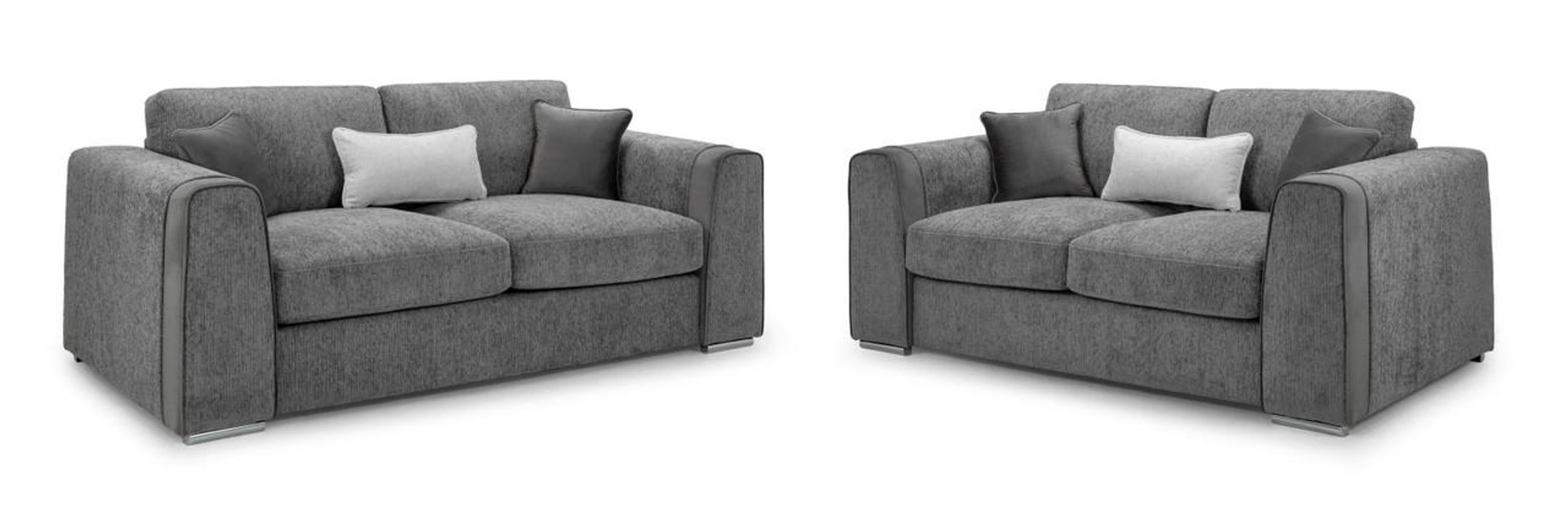 Cantrell Soft Chenille Fabric 3 and 2 Sofa Set Set - Grey