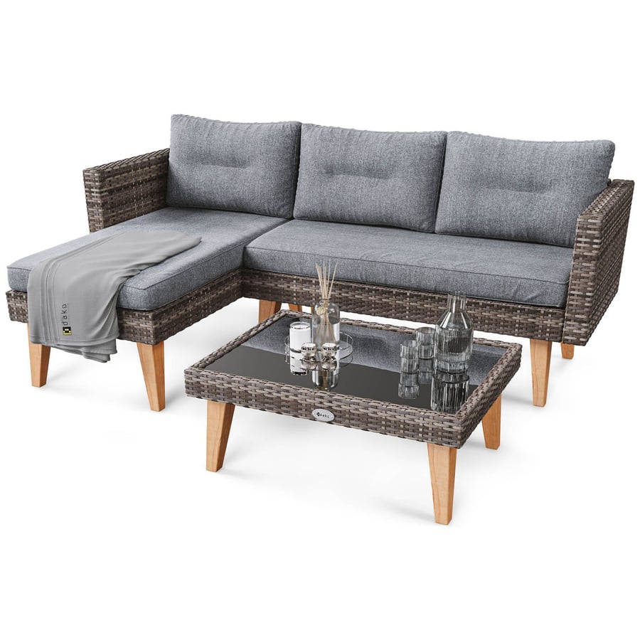 DENHURST Garden Corner Sofa Set - Grey with Graphite