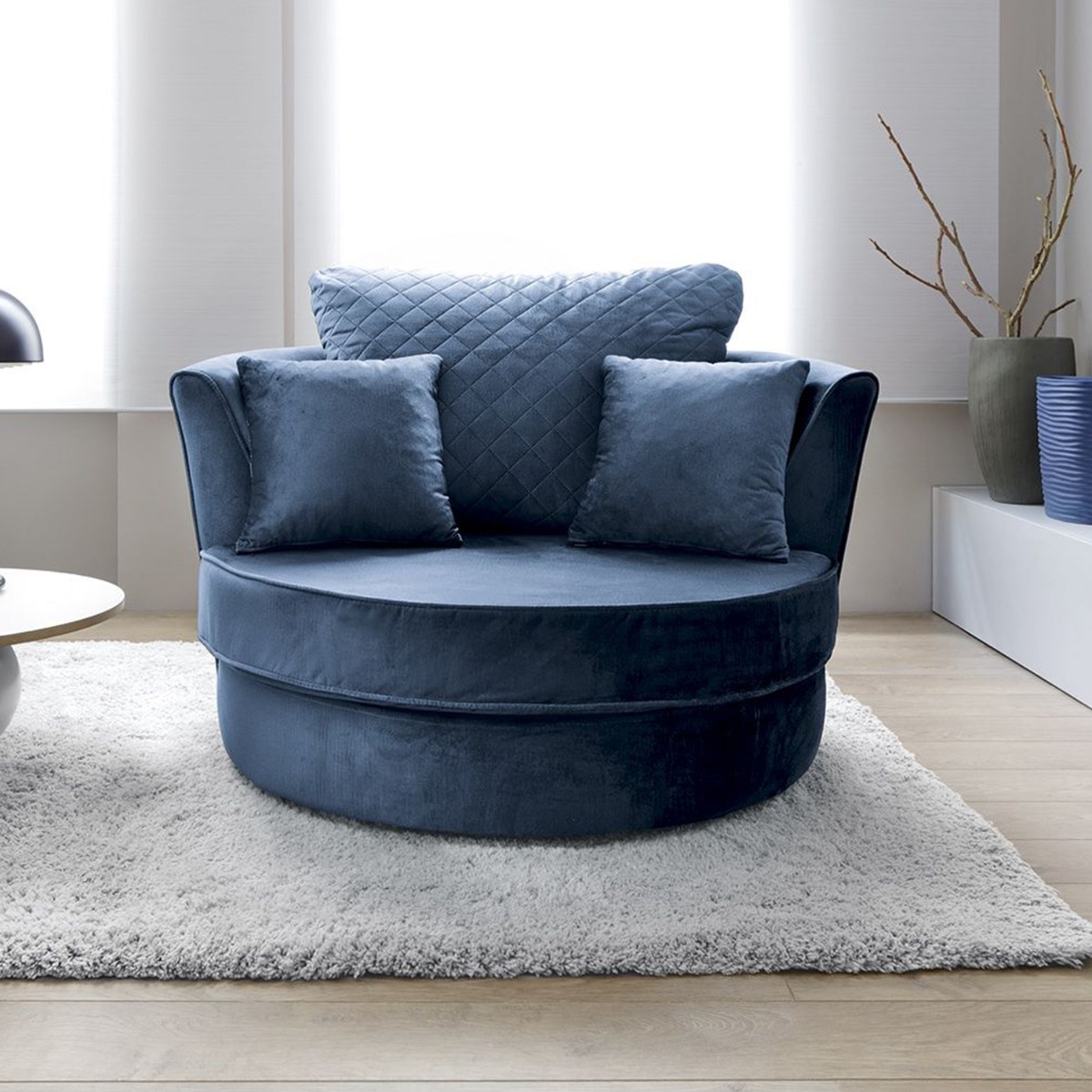 NIOMI Velvet Swivel Chair - Dark Blue