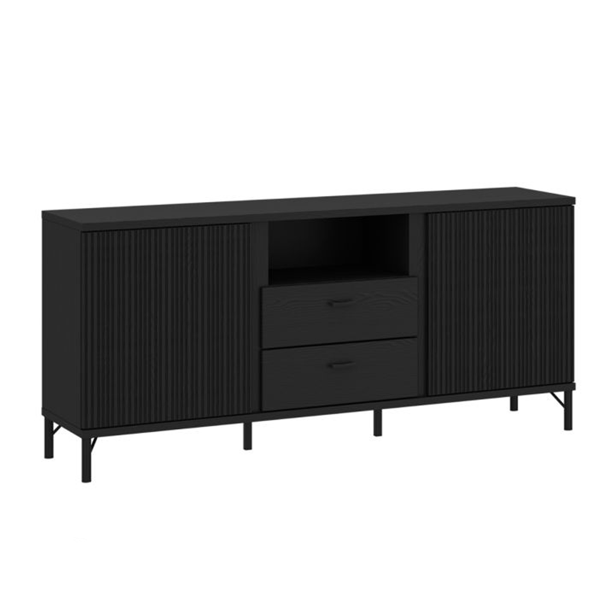 CENDRIX 2 Doors TV Unit with 2 Drawers - Black