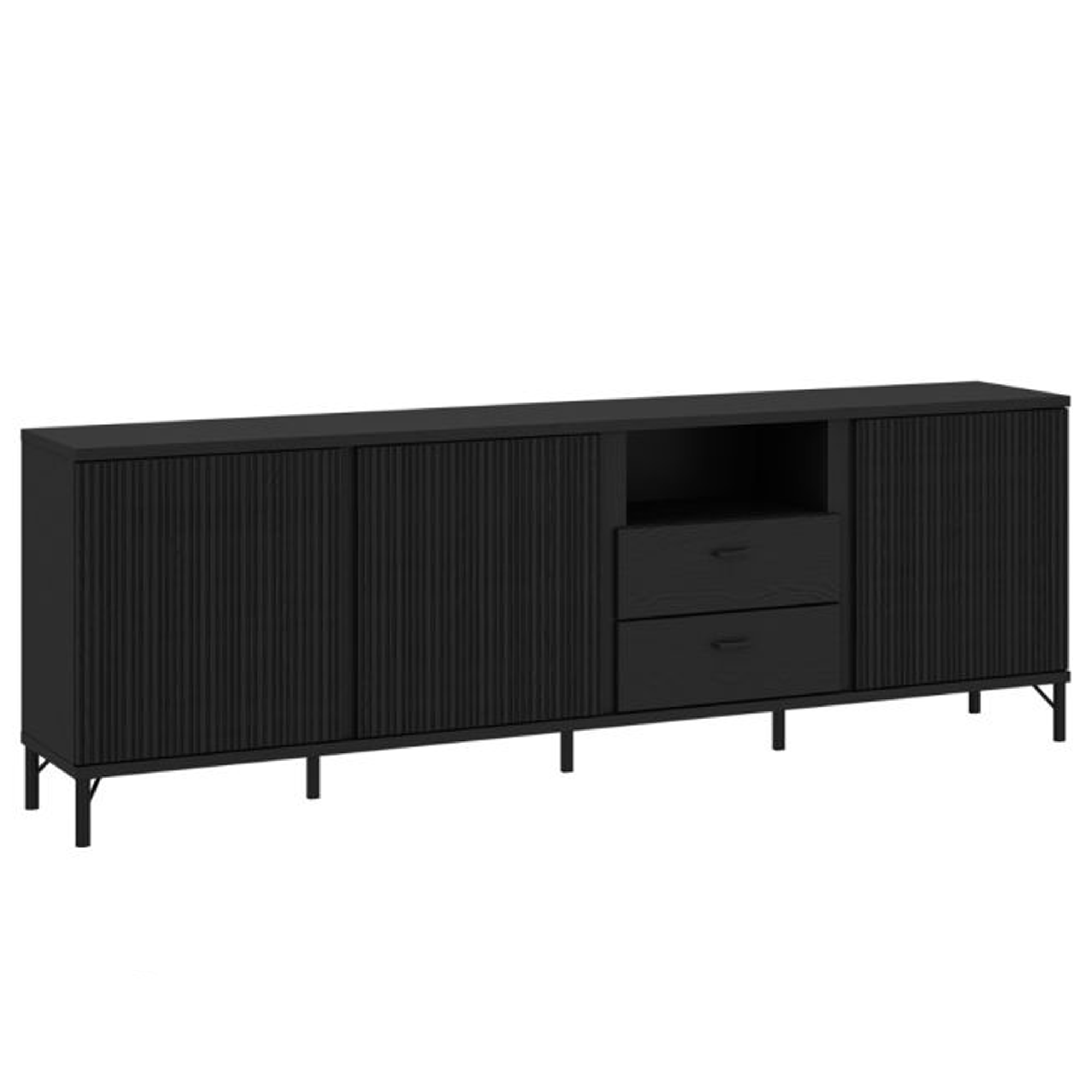 CENDRIX 3 Doors TV Unit with 2 Drawers - Black