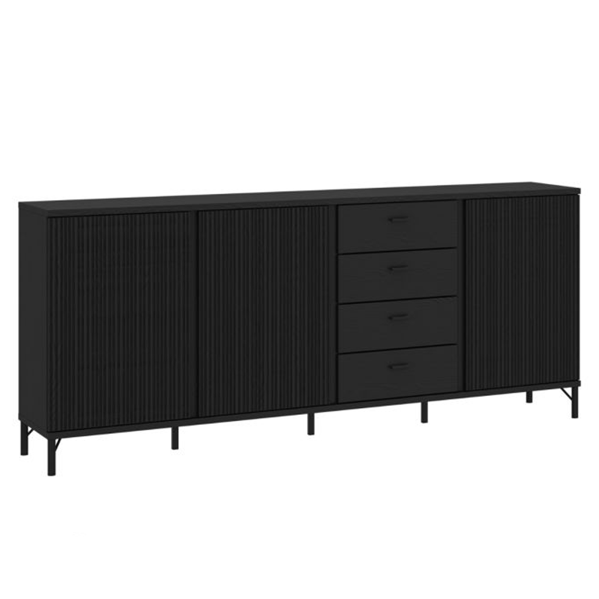CENDRIX 3 Doors Sideboard with 4 Drawers - Black