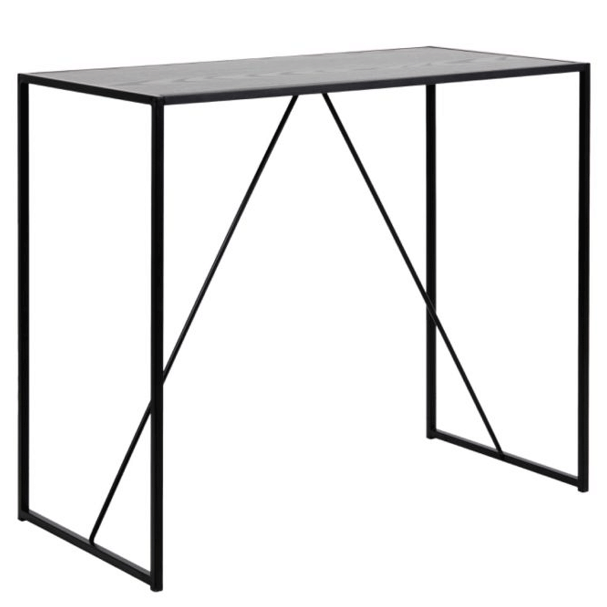 SAM Metal Bar Table with Black Ash Top - Black