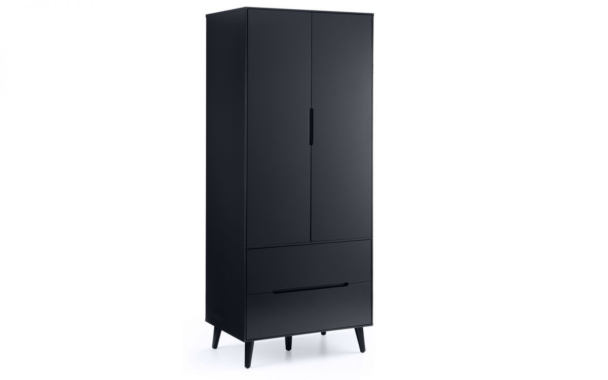 ASTRAL 2 Door Wardrobe with 2 Drawers Grey - 80cm