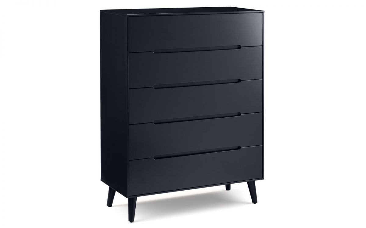 ASTRAL Black Chest of Drawers - Medium-sized, 5 Drawers