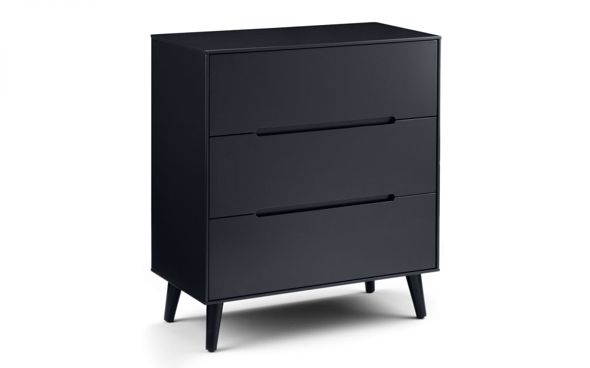 ASTRAL Black Chest of Drawers - Medium-sized, 3 Drawers