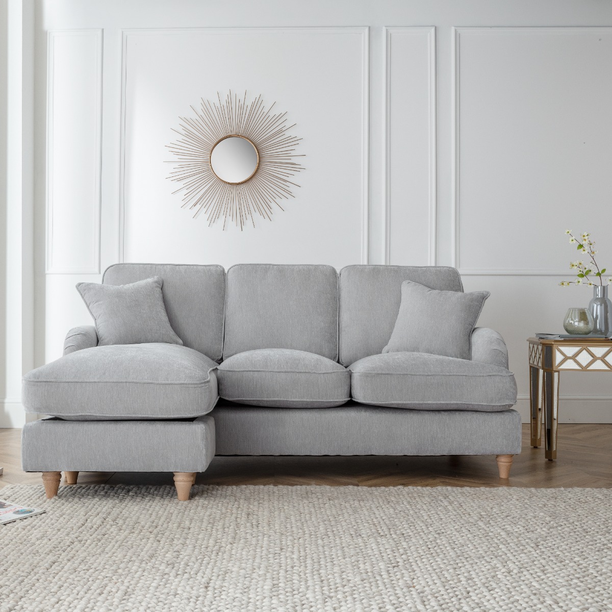 Corner Sofa - COCOON Fabric 3 Seater Right Hand Facing - Ice
