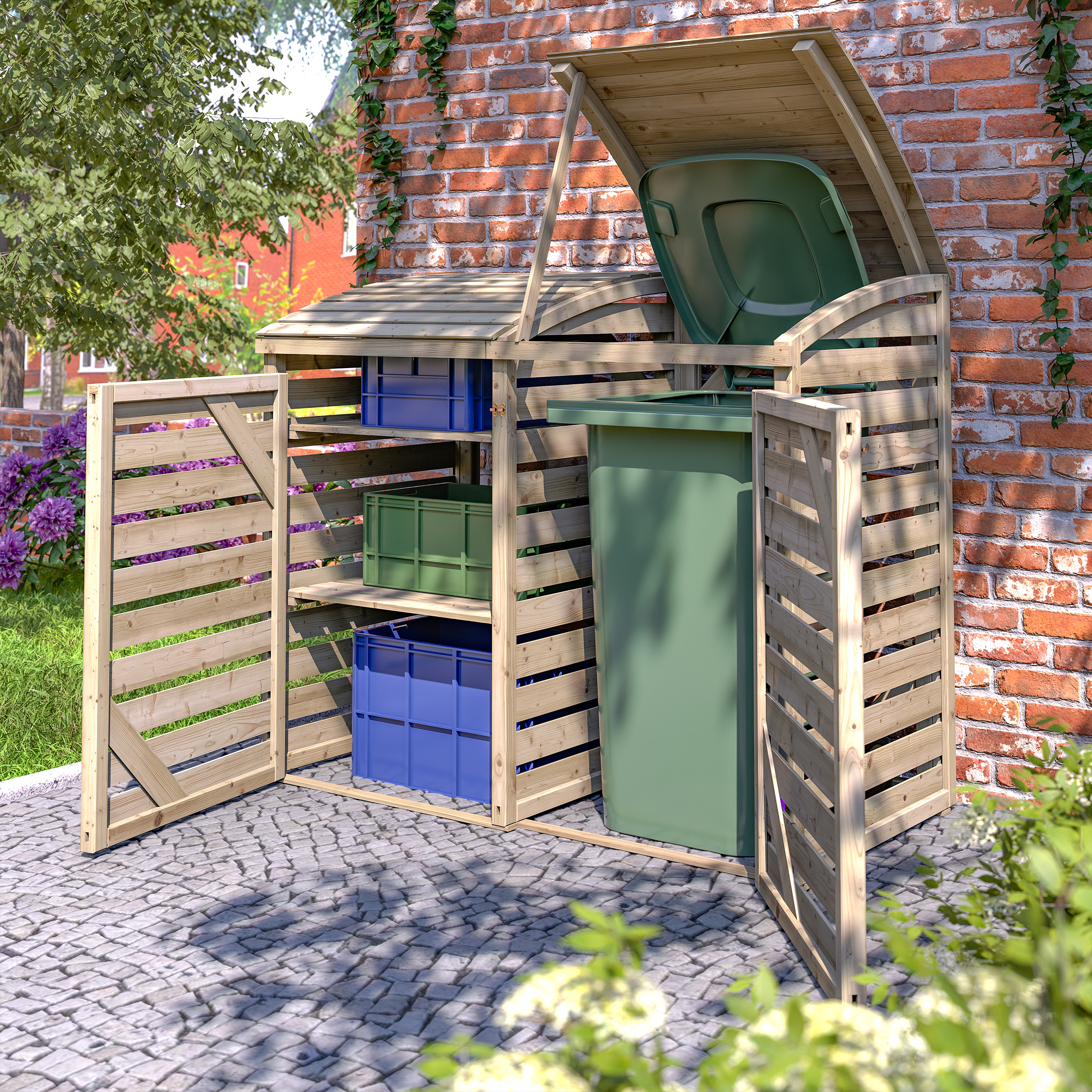 BELLCROFT Single Garden Compost Bin with Store Box - Natural