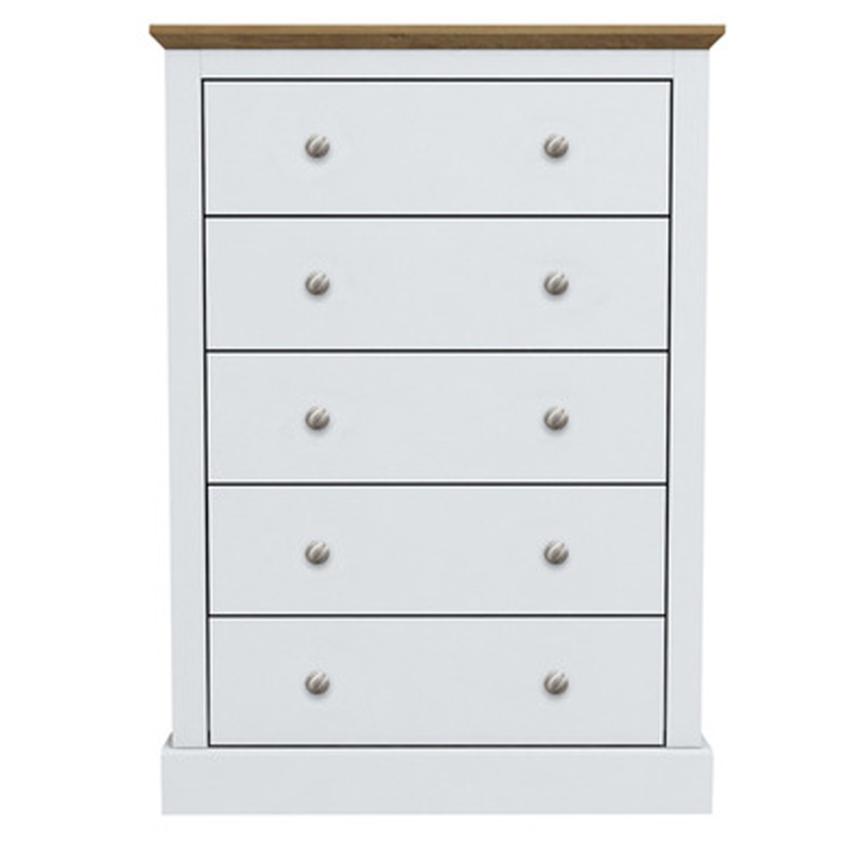 DARTFORD White Chest of Drawers - Medium-sized, 5 Drawers