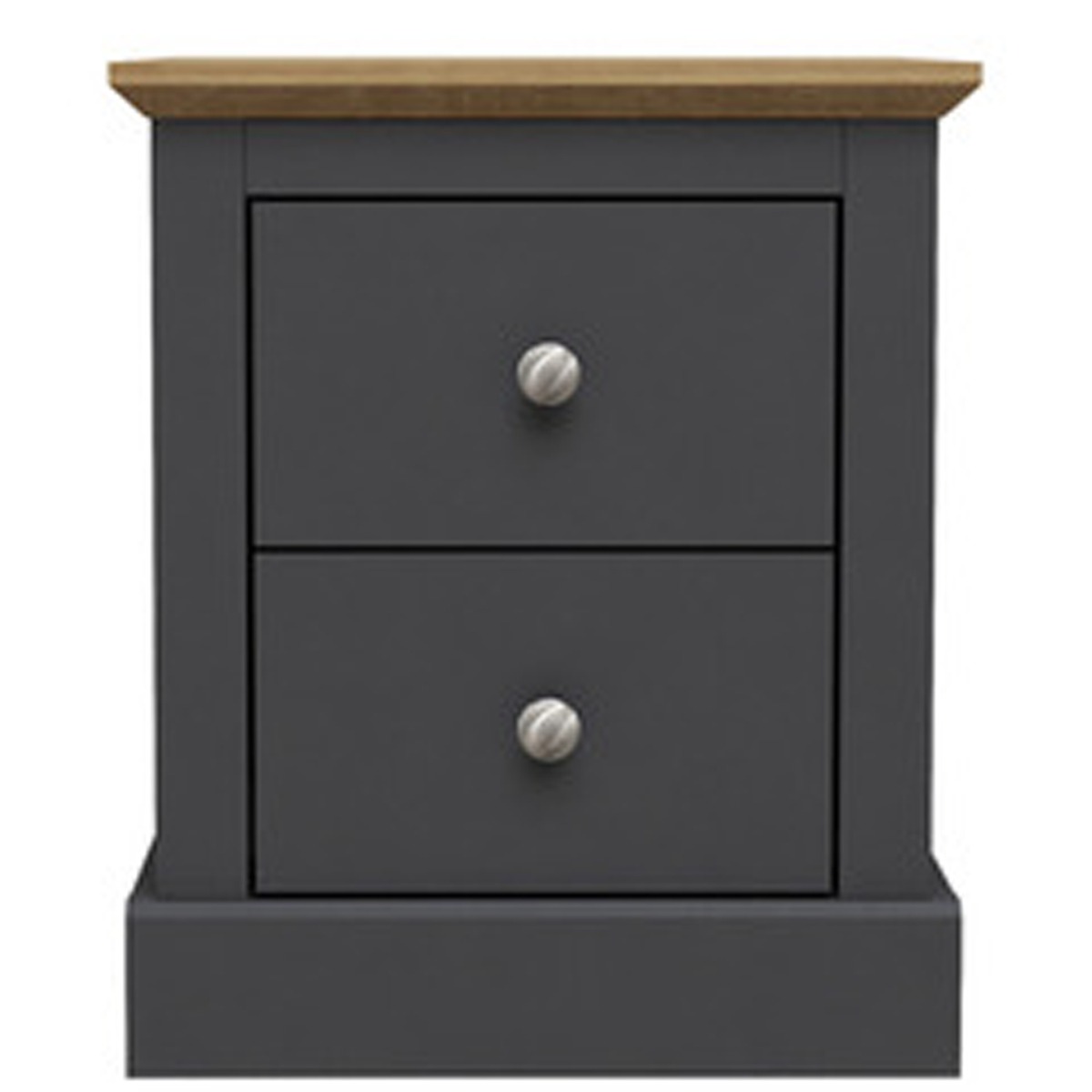 Bedside Table - DEVON 2 Drawer Nightstand Charcoal 45.9cm