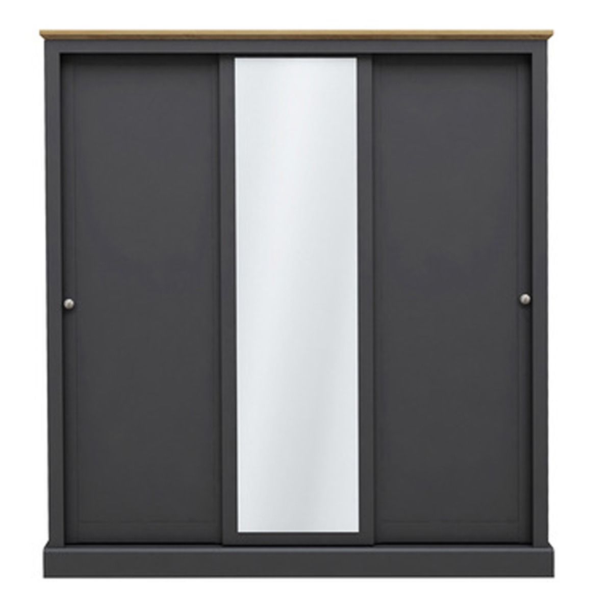 DARTFORD 3 Door Mirrored Sliding Wardrobe Grey - 176cm