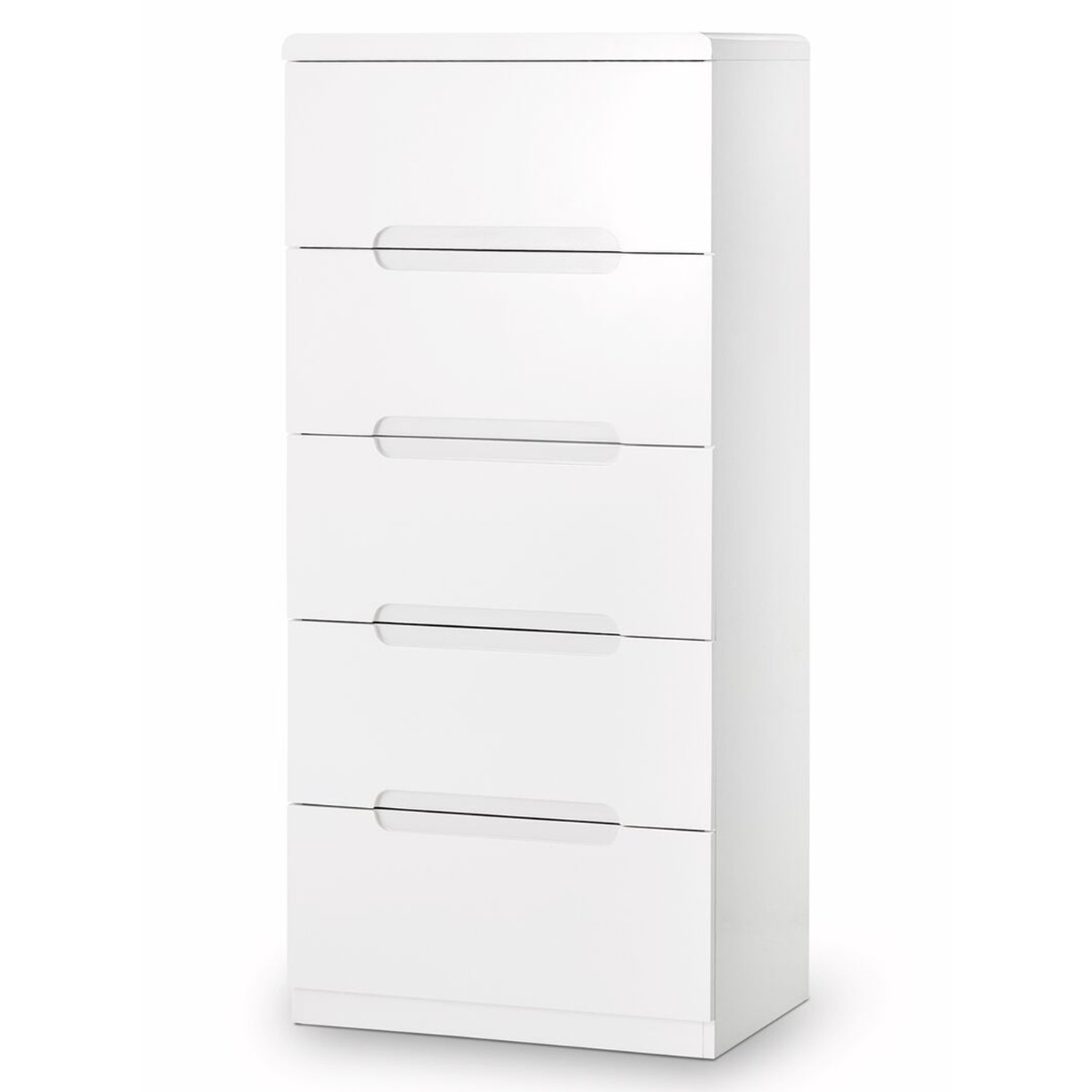 MONTROSE White Chest of Drawers - Tallboy, Medium-sized, 5 Drawers