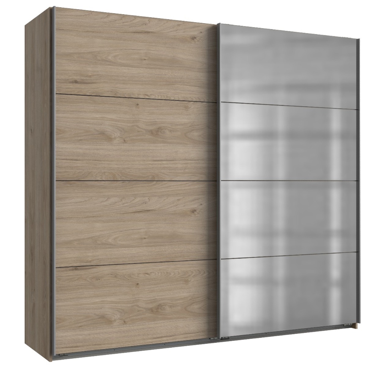 AMBER 2 Door Mirrored Sliding Wardrobe Oak - 225cm