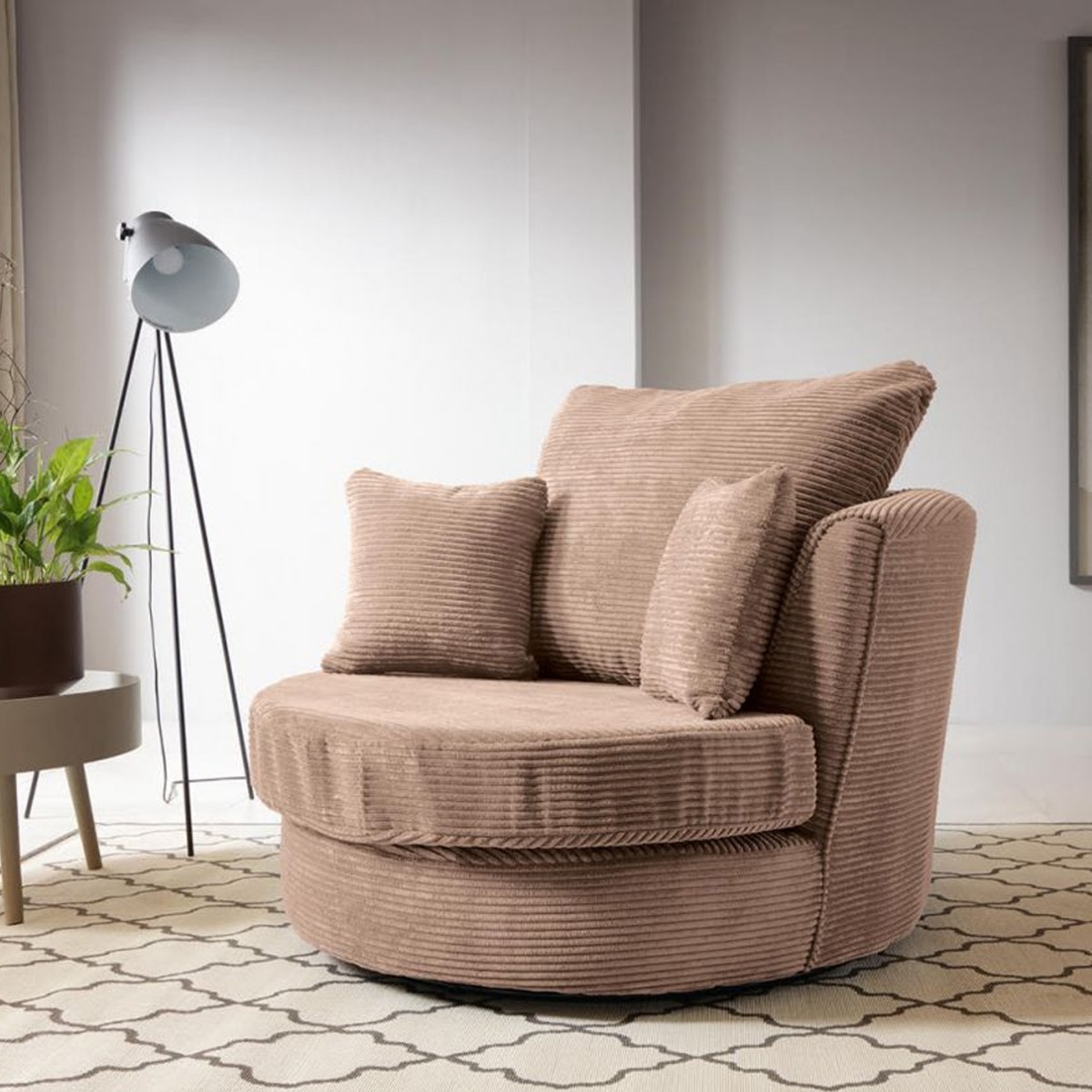 FERGASSON Jumbo Cord Swivel Chair - Brown