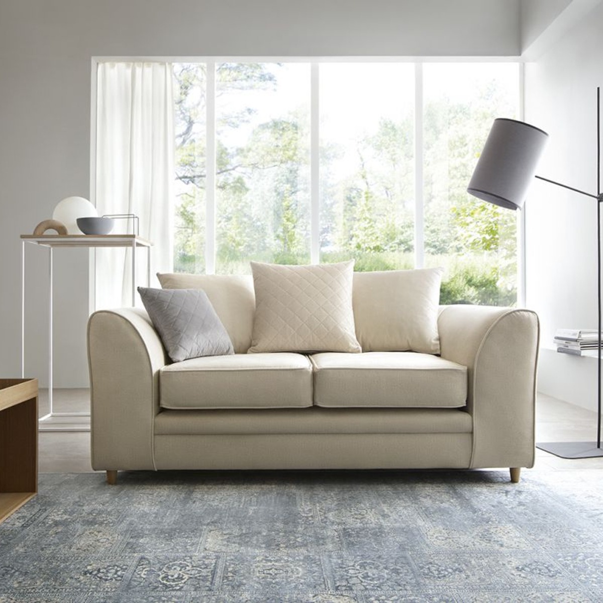 NIOMI Velvet 2 Seater Scatterback Sofa - Cream