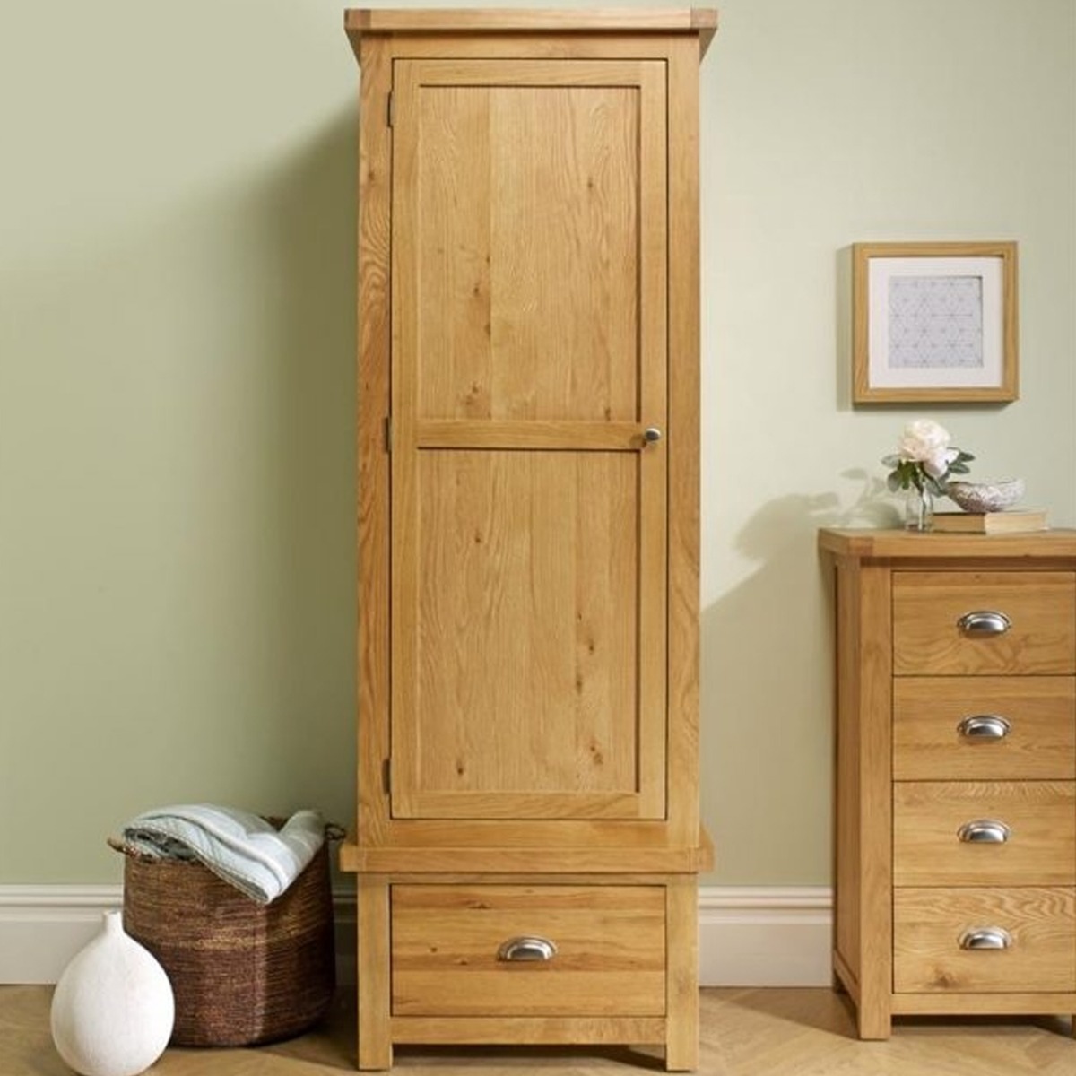 WOKINGHAM 1 Door Wardrobe with 1 Drawer Oak - 70cm