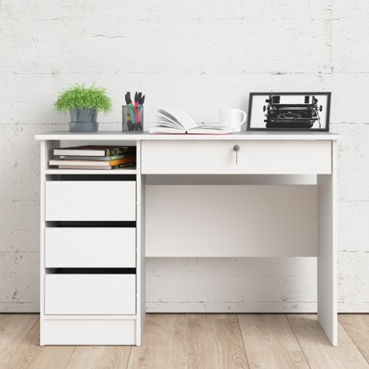Milton 3 Drawers Computer Desk - White