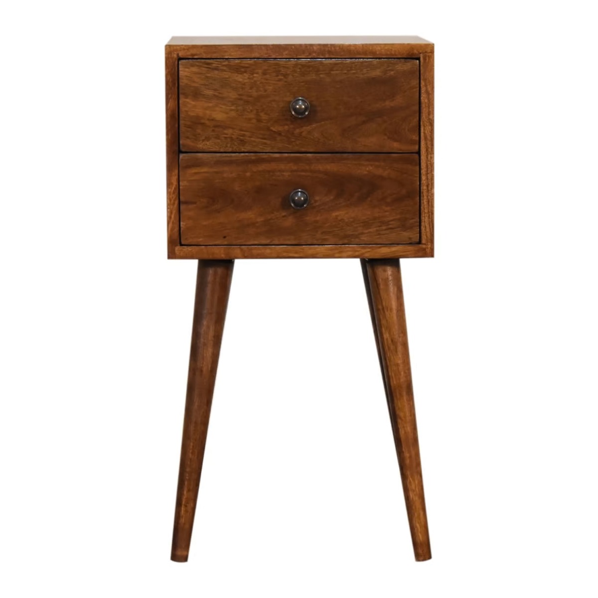 Bedside Table - STROUD 2 Drawer Nightstand Chestnut 30cm