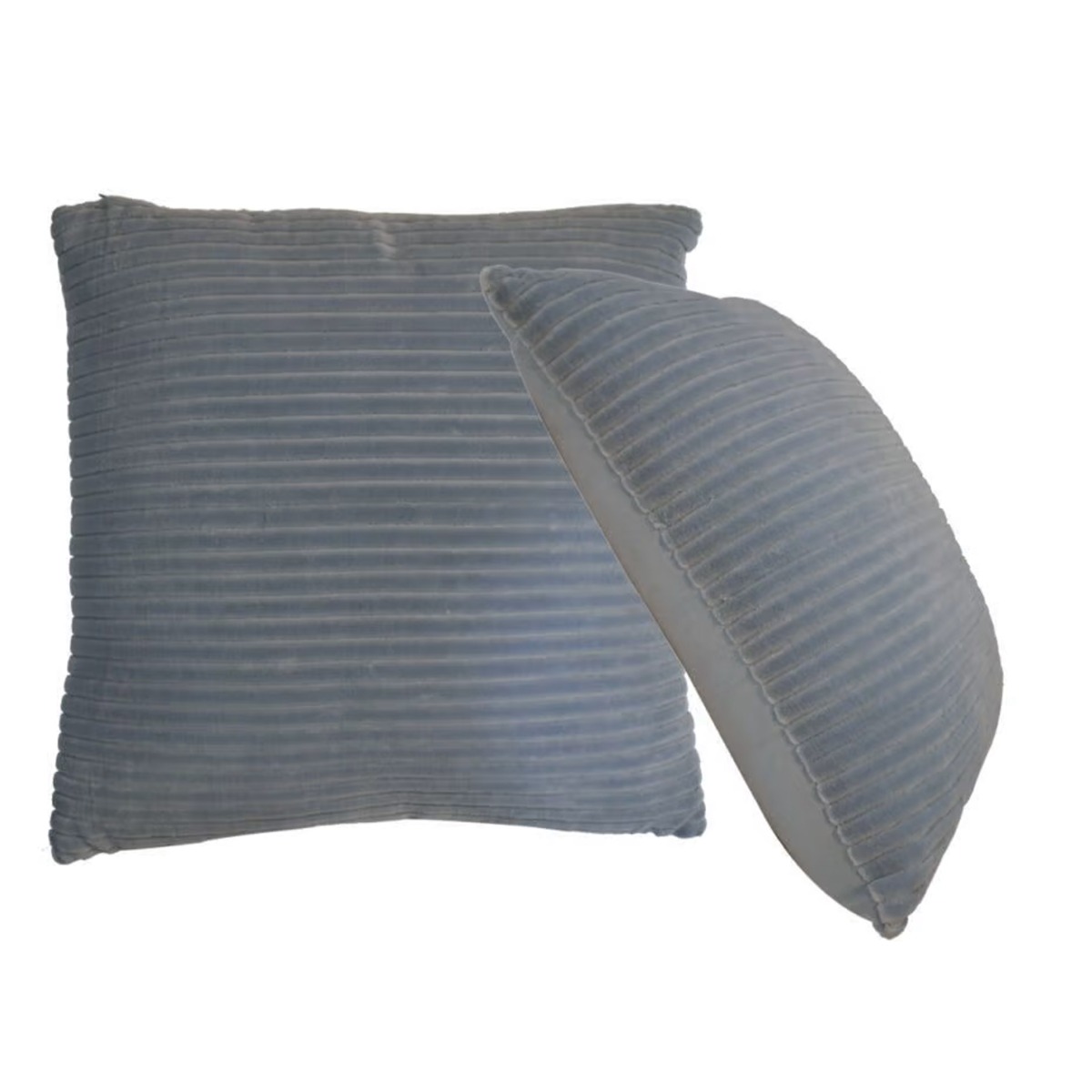 2 Pcs Ribbed Style Cotton Velvet Cushion - Grey