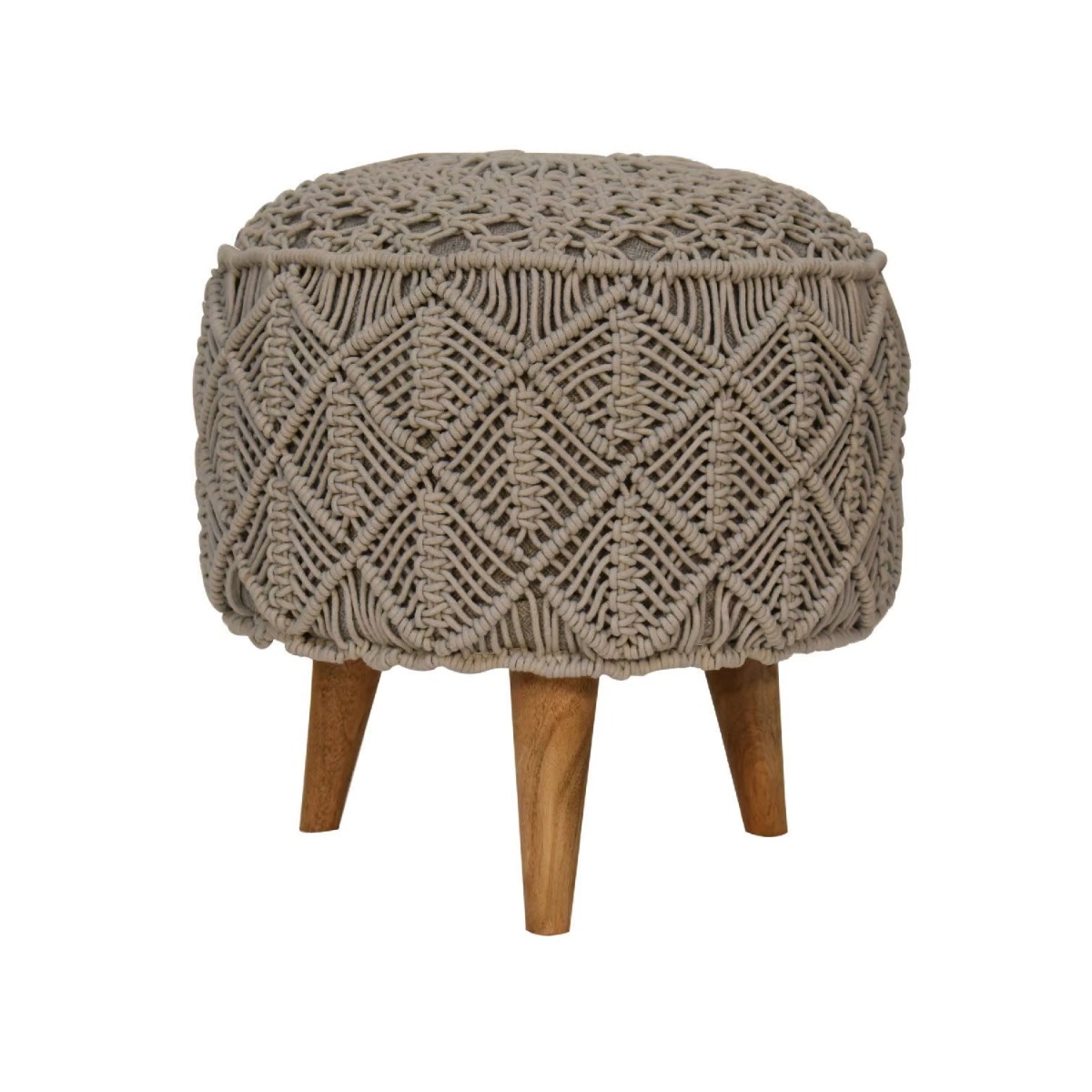 Nordic Style Legs Cotton Cover Footstool - Grey