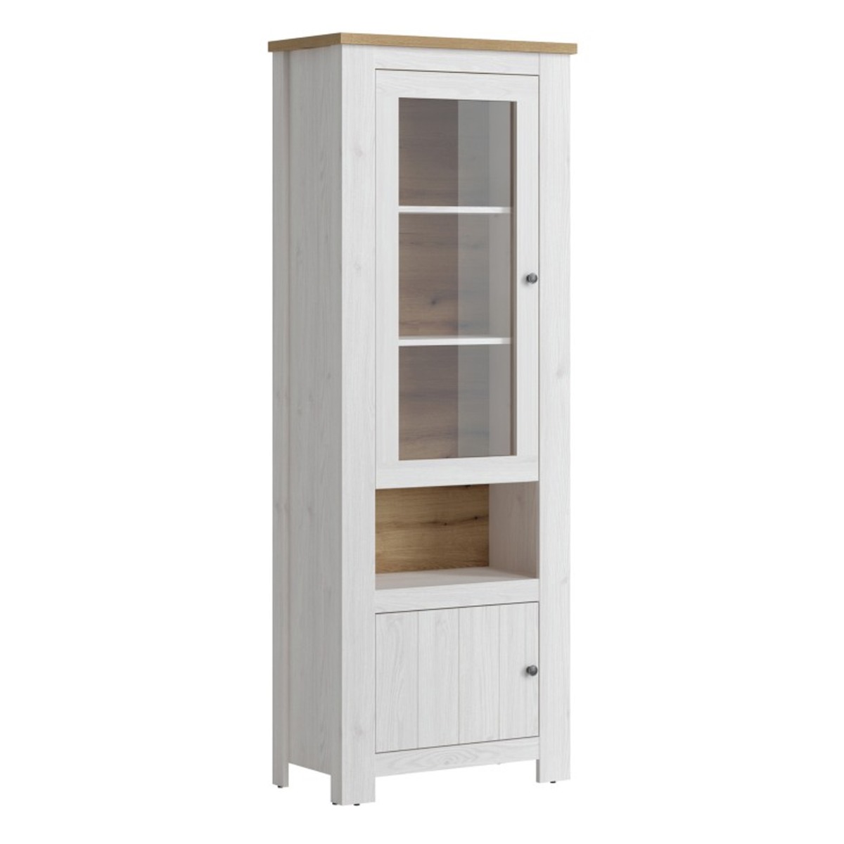 2 Door Display Cabinet - White and Oak