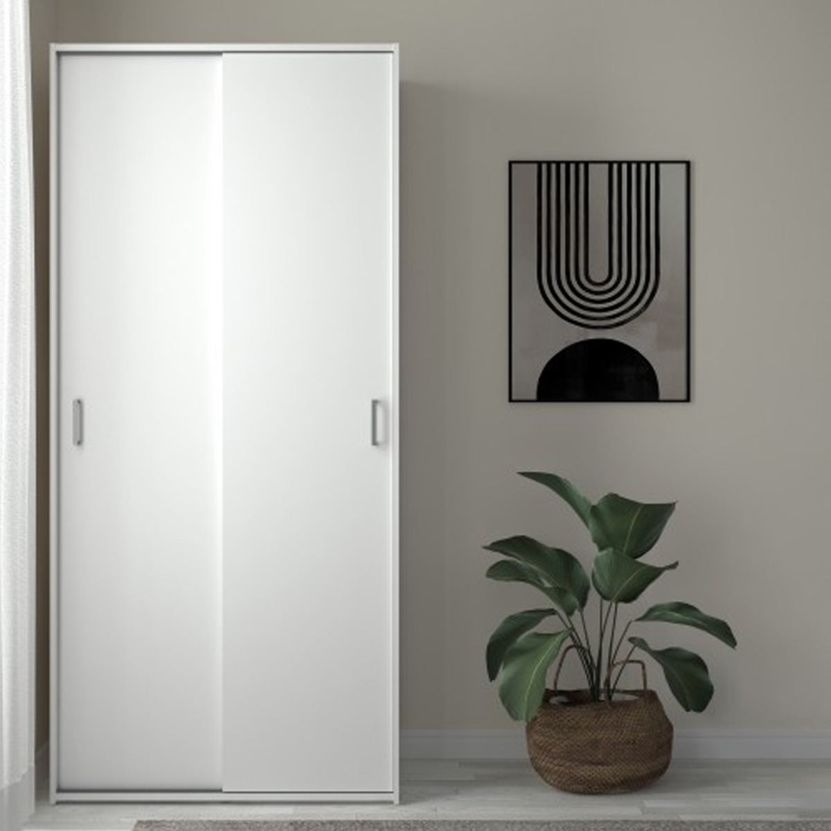 SUFFOLK 2 Door Sliding Wardrobe White - 77.6cm